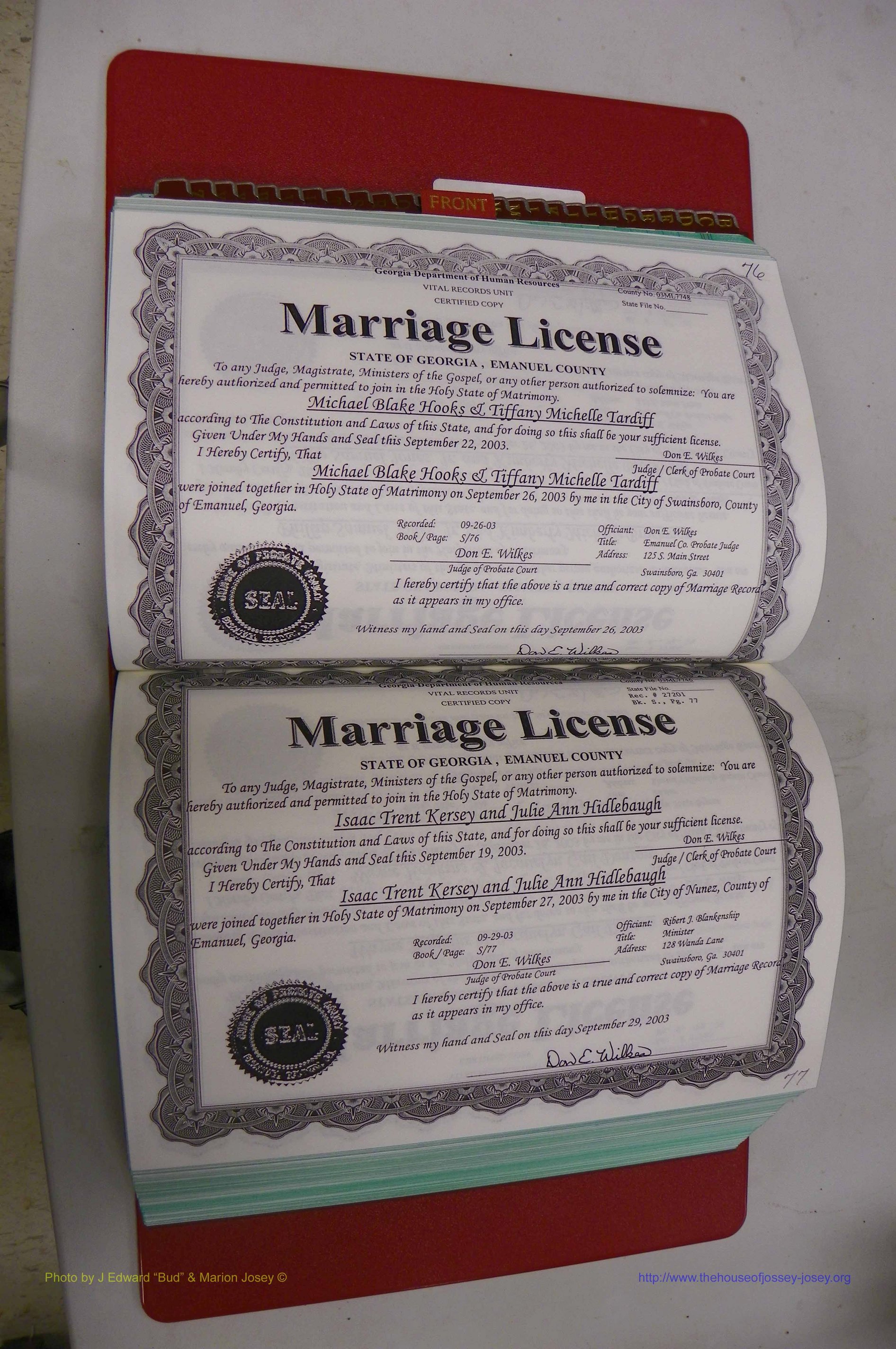 Emanuel Co, GA, Marriages Book S, 2003 - 2006, P 076-077.JPG