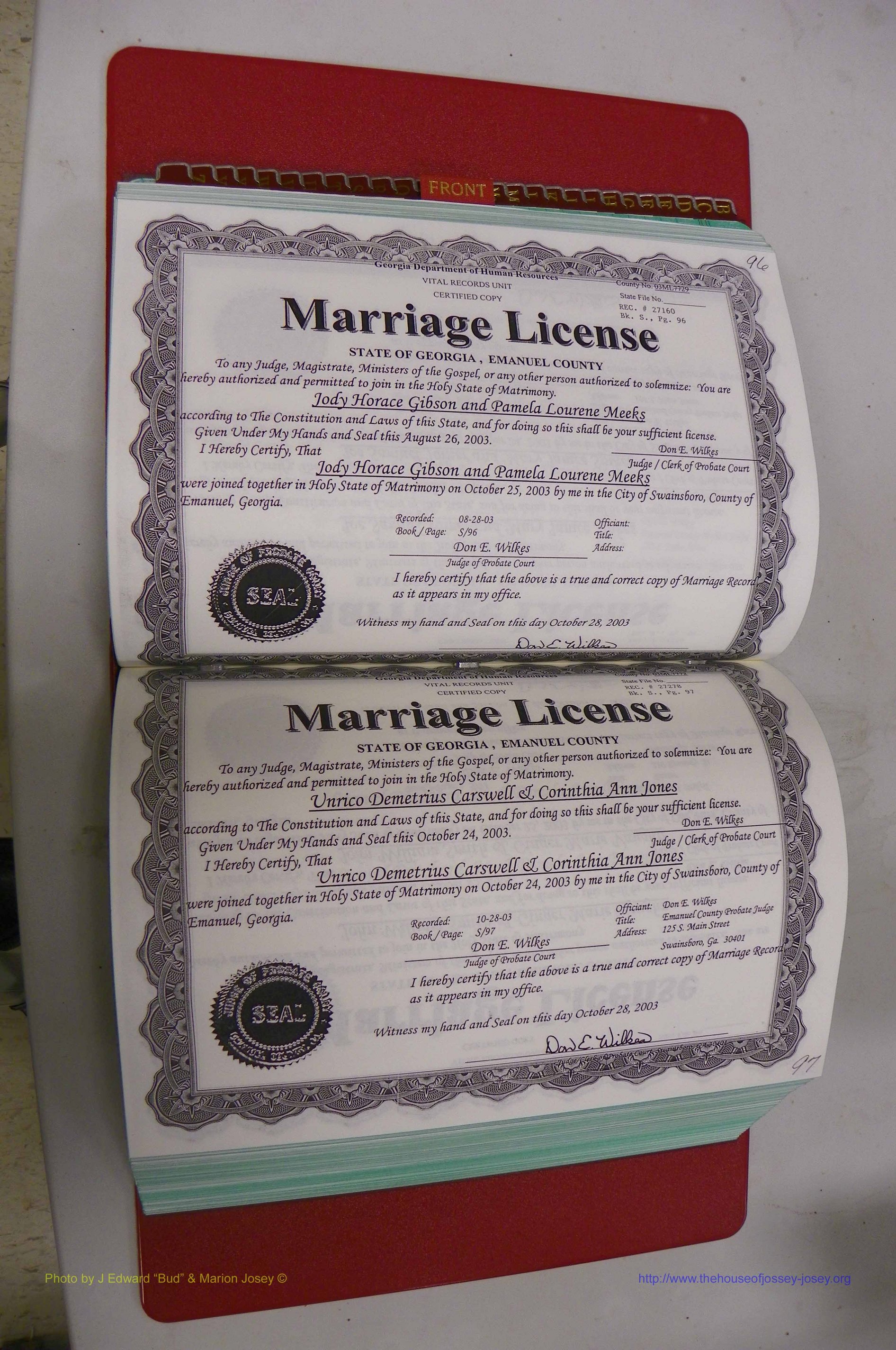 Emanuel Co, GA, Marriages Book S, 2003 - 2006, P 096-097.JPG