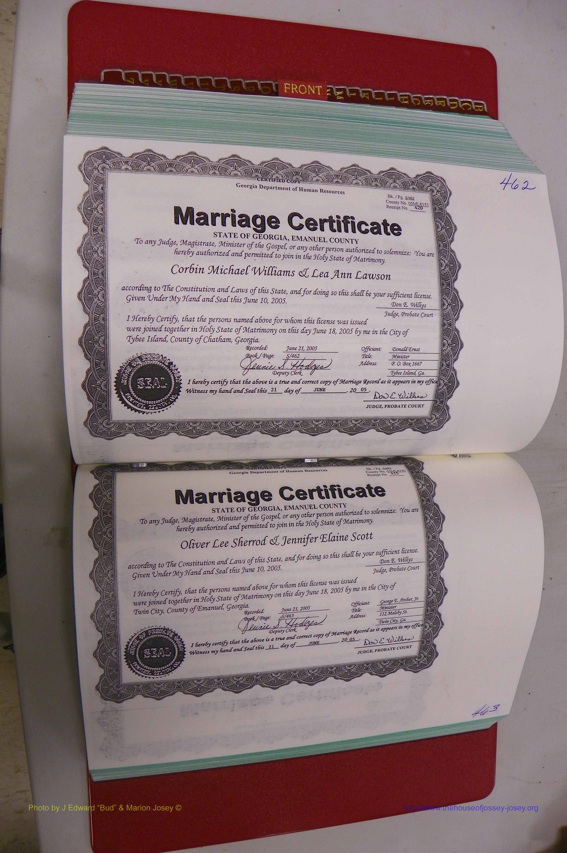 Emanuel Co, GA, Marriages Book S, 2003 - 2006, P 462-463.JPG