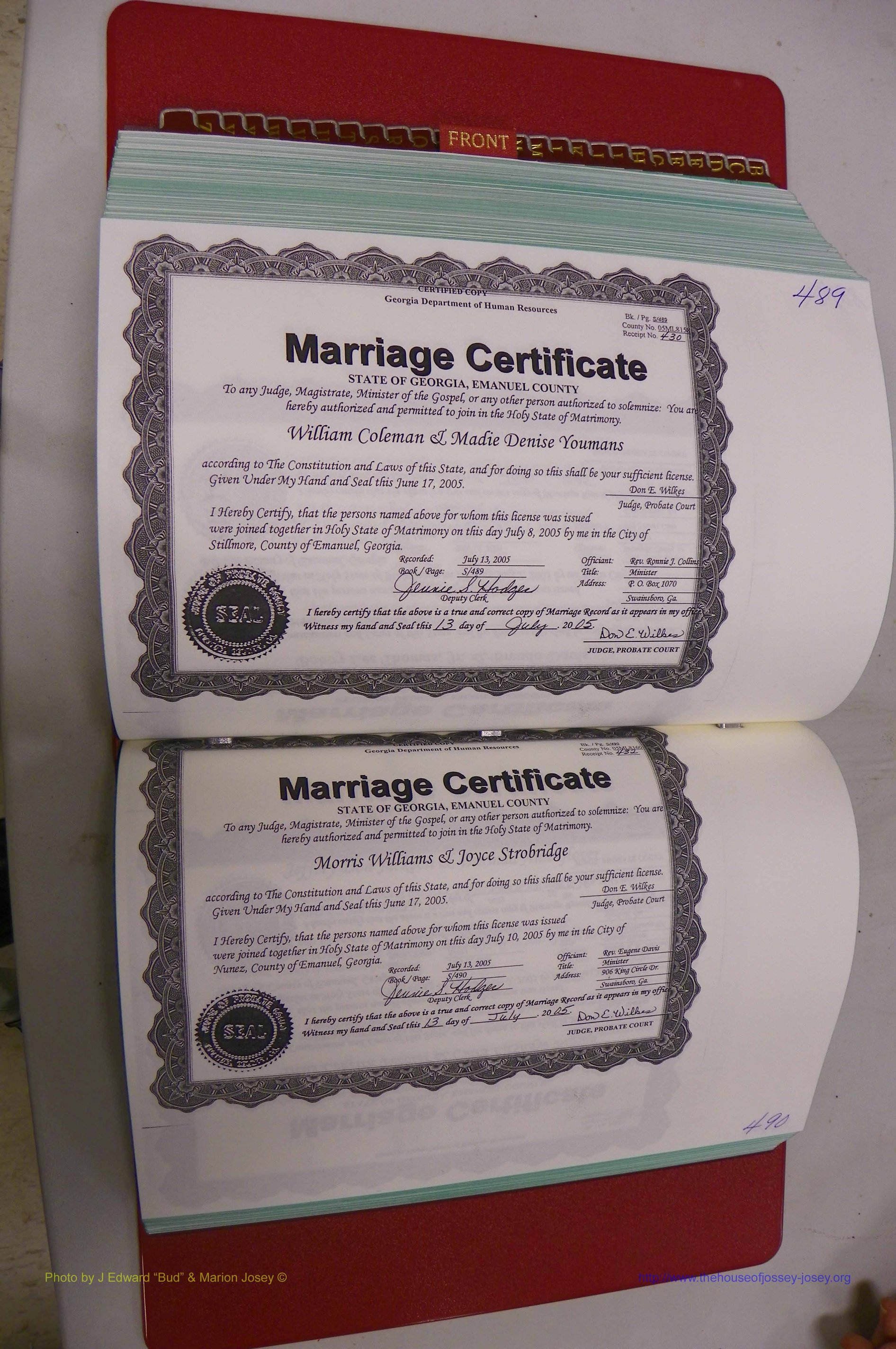 Emanuel Co, GA, Marriages Book S, 2003 - 2006, P 489-490.JPG
