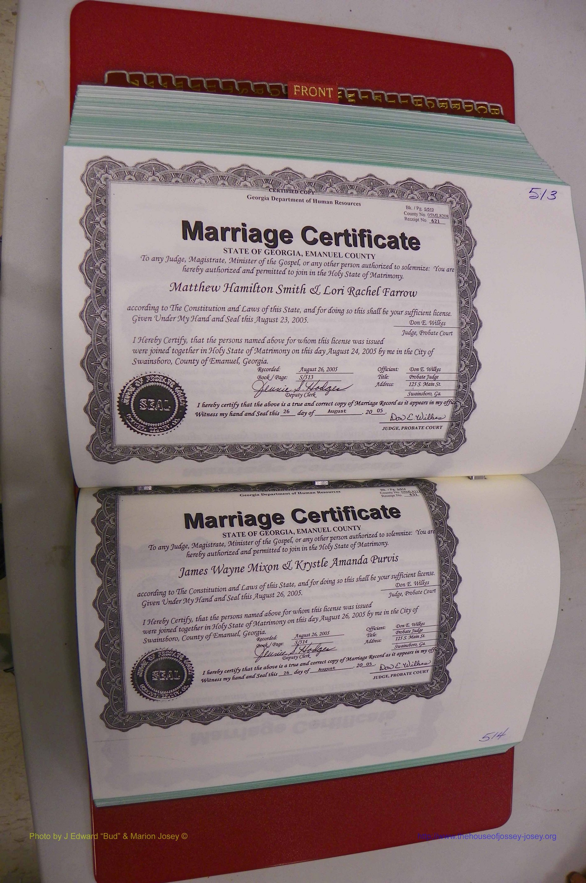 Emanuel Co, GA, Marriages Book S, 2003 - 2006, P 513-514.JPG