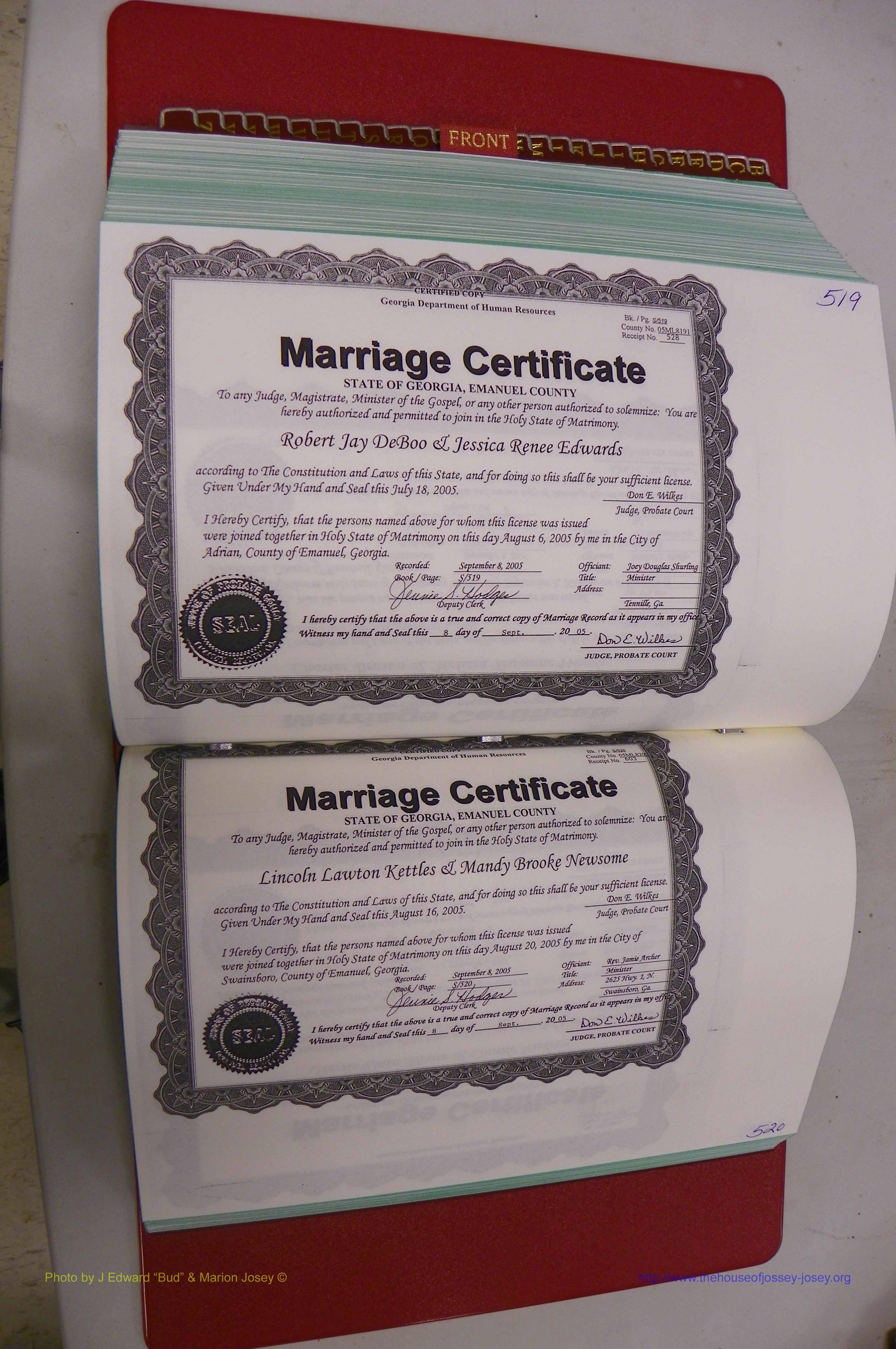 Emanuel Co, GA, Marriages Book S, 2003 - 2006, P 519-520.JPG