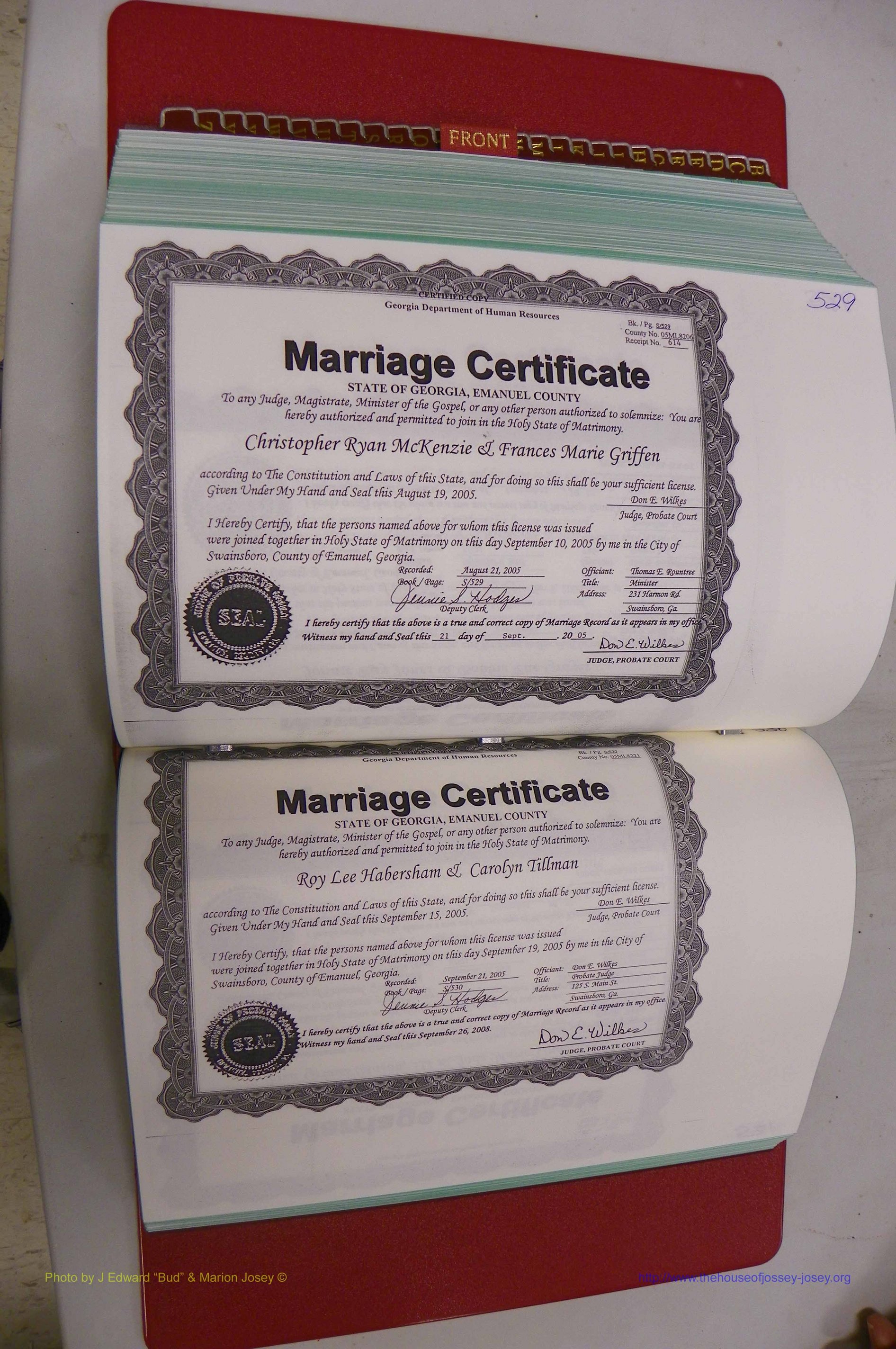 Emanuel Co, GA, Marriages Book S, 2003 - 2006, P 529-530.JPG
