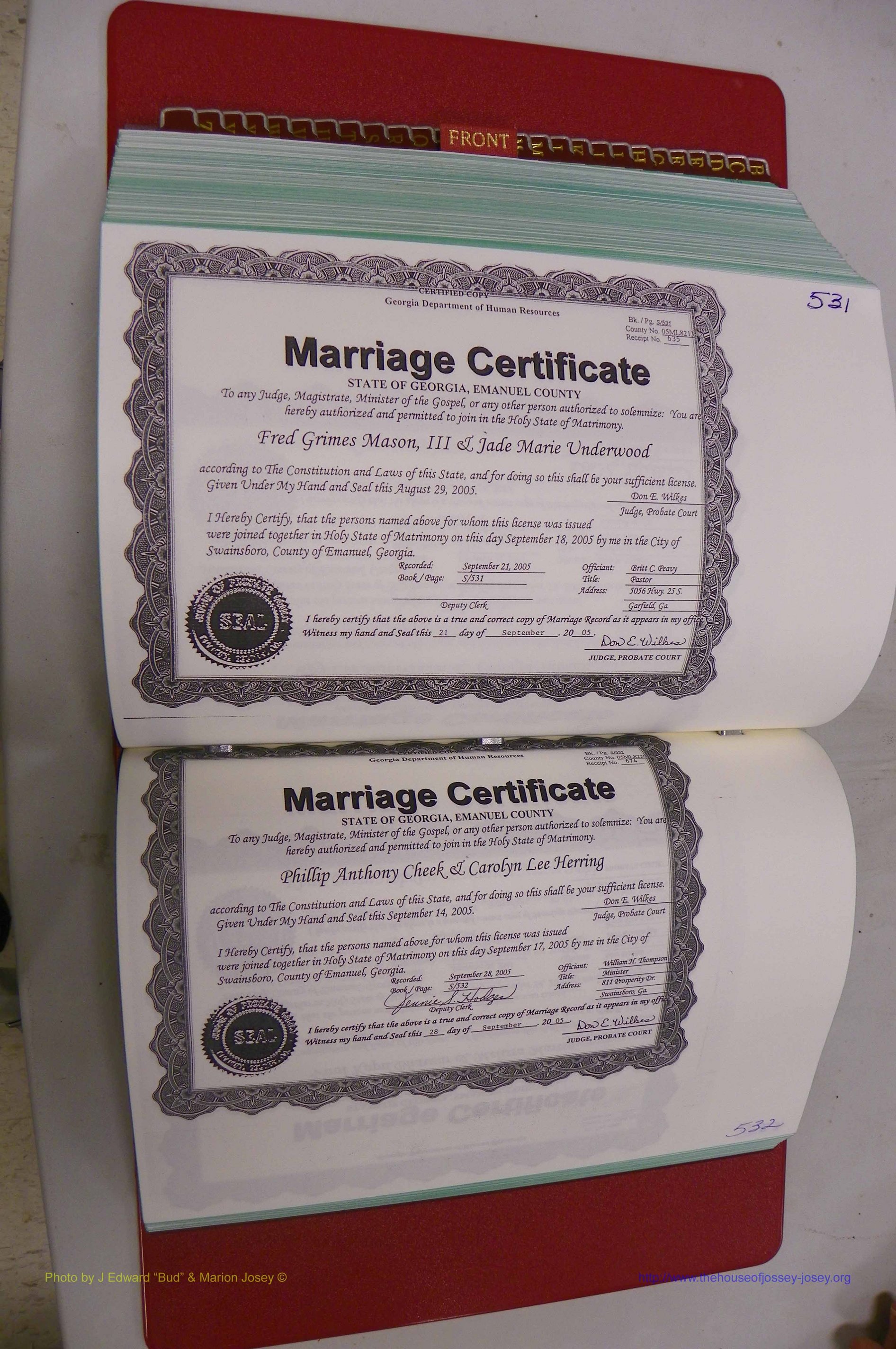 Emanuel Co, GA, Marriages Book S, 2003 - 2006, P 531-532.JPG