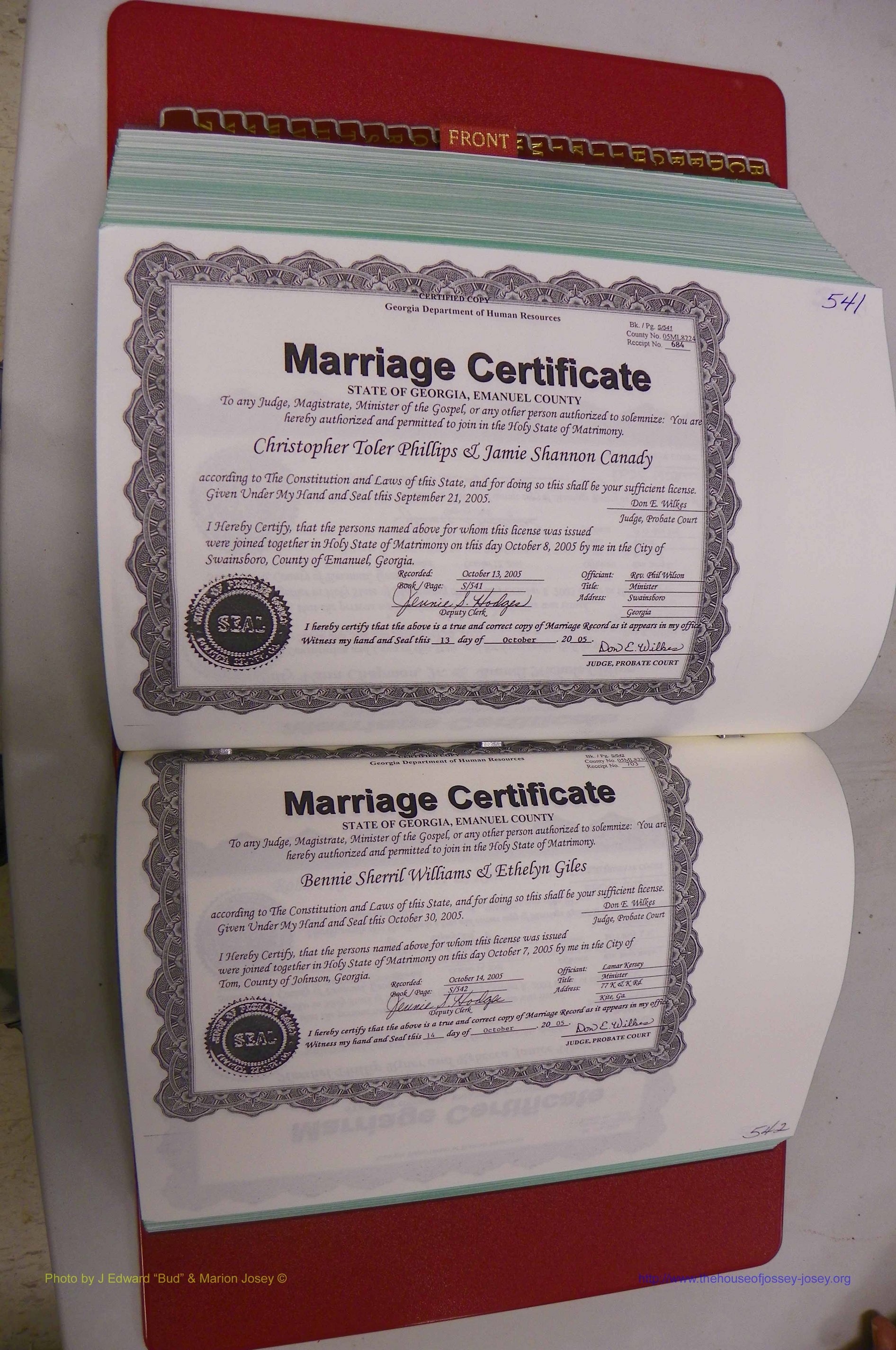 Emanuel Co, GA, Marriages Book S, 2003 - 2006, P 541-542.JPG