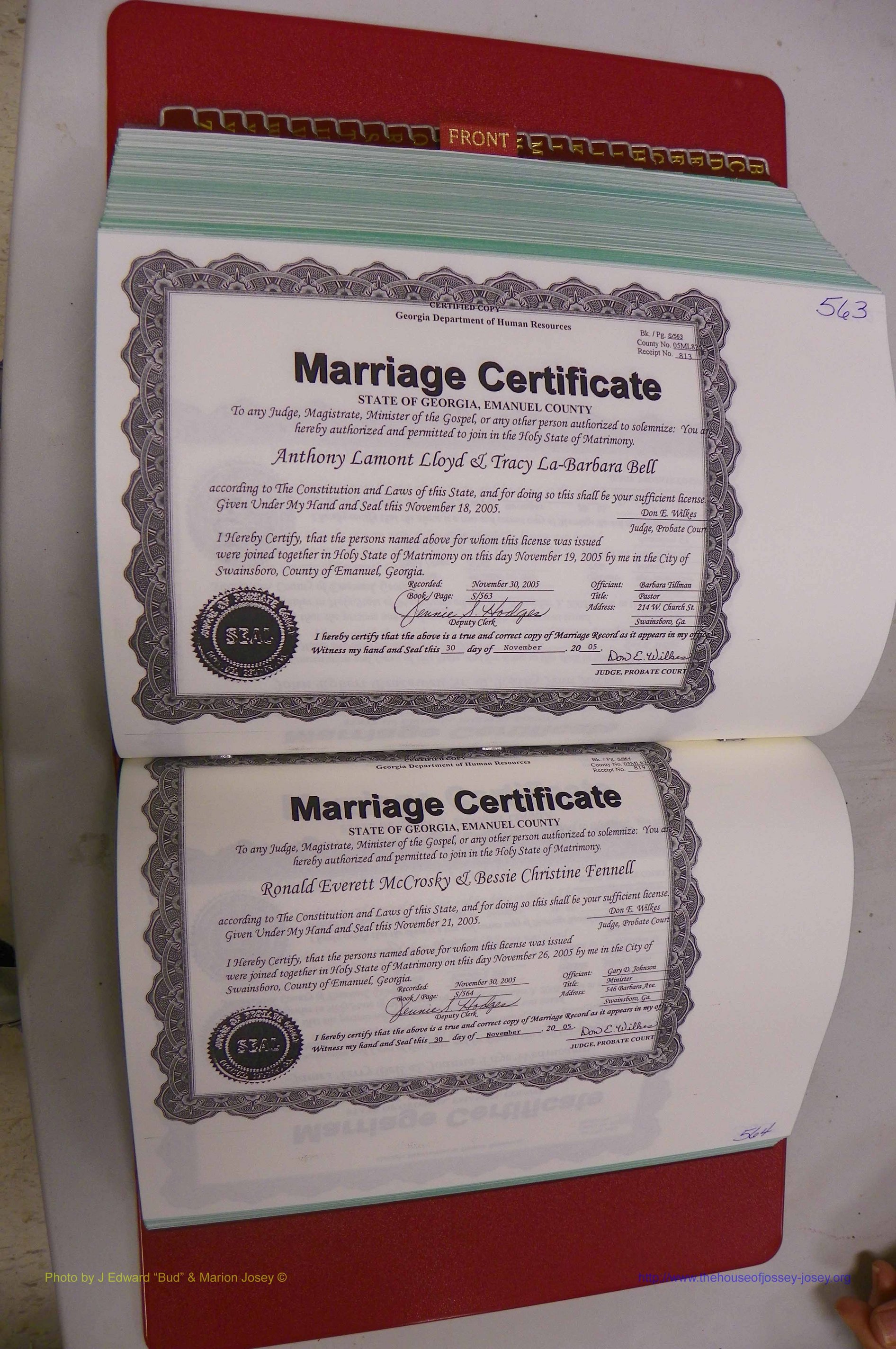 Emanuel Co, GA, Marriages Book S, 2003 - 2006, P 563-564.JPG