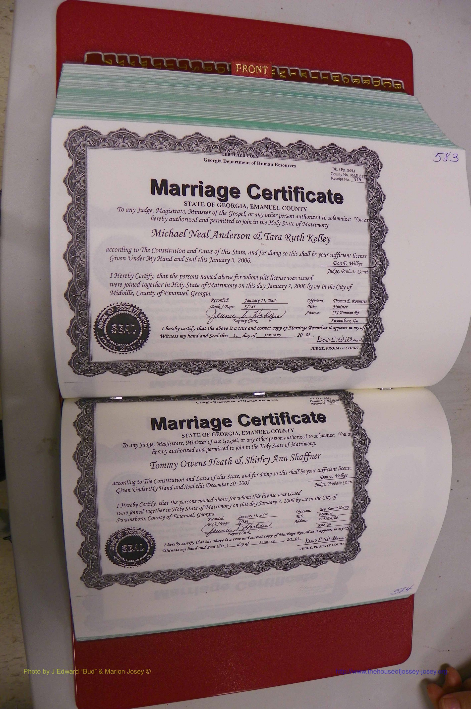 Emanuel Co, GA, Marriages Book S, 2003 - 2006, P 583-584.JPG