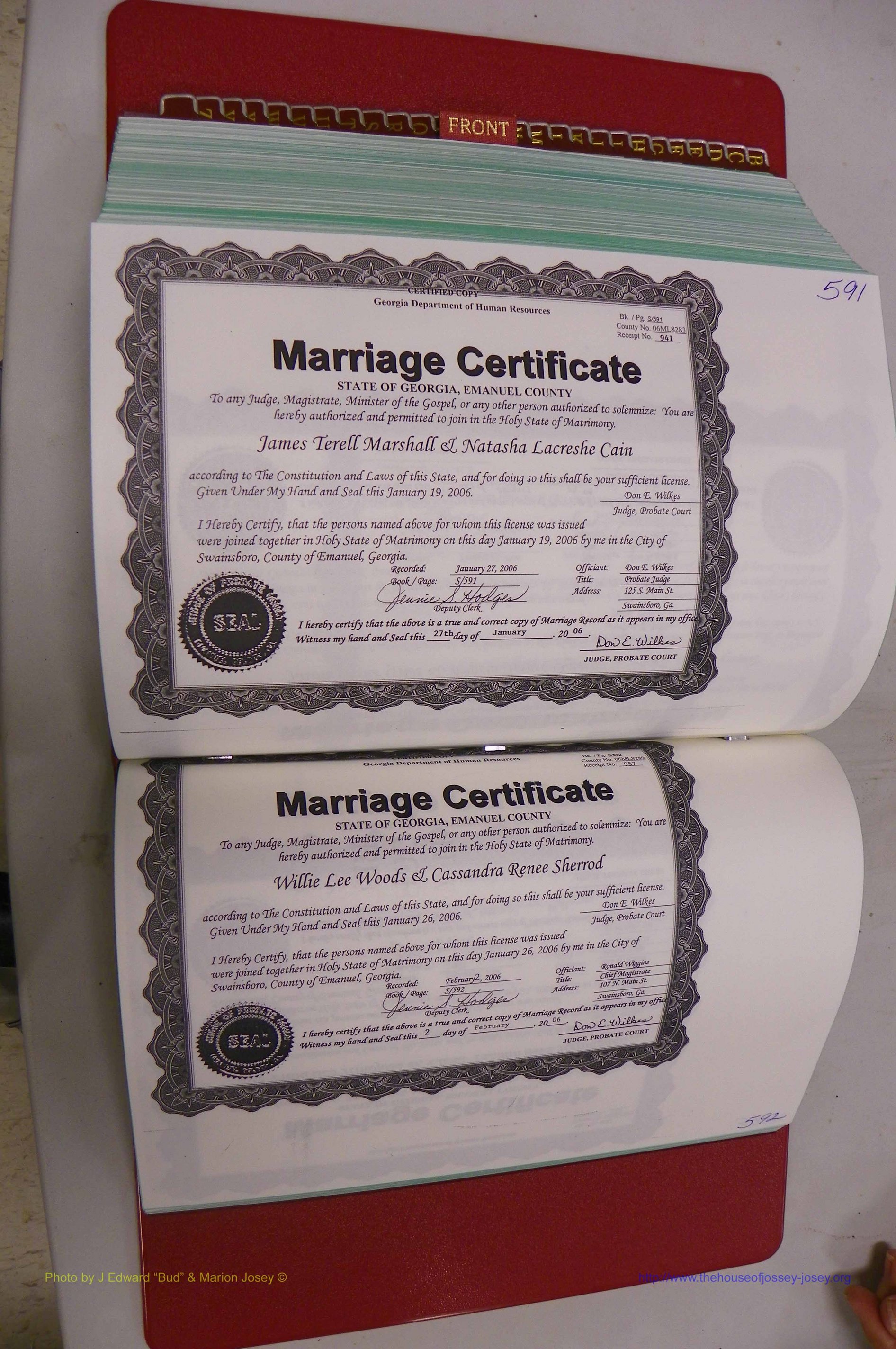 Emanuel Co, GA, Marriages Book S, 2003 - 2006, P 591-592.JPG