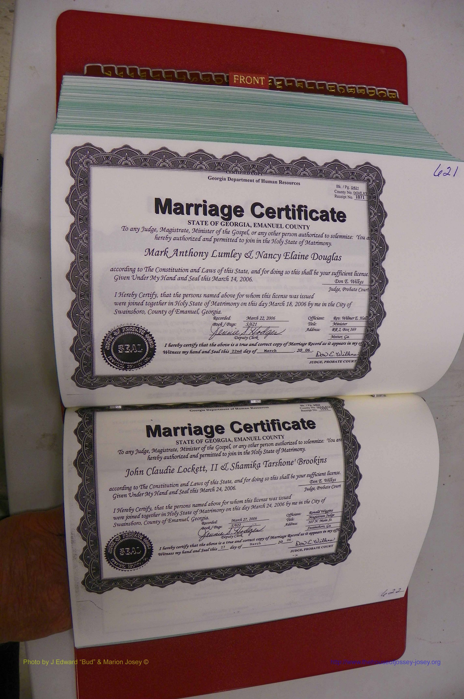Emanuel Co, GA, Marriages Book S, 2003 - 2006, P 621-622.JPG