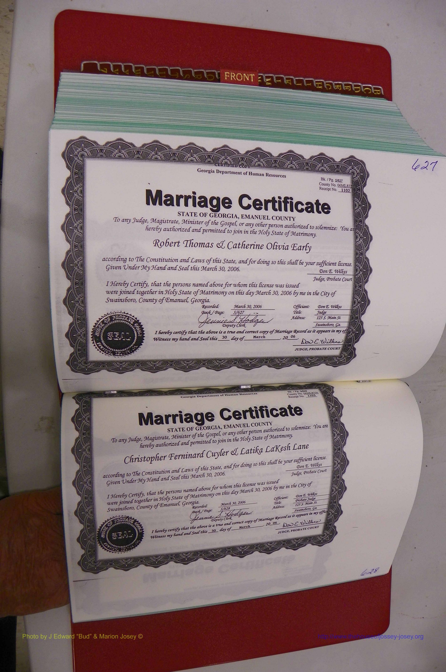 Emanuel Co, GA, Marriages Book S, 2003 - 2006, P 627-628.JPG