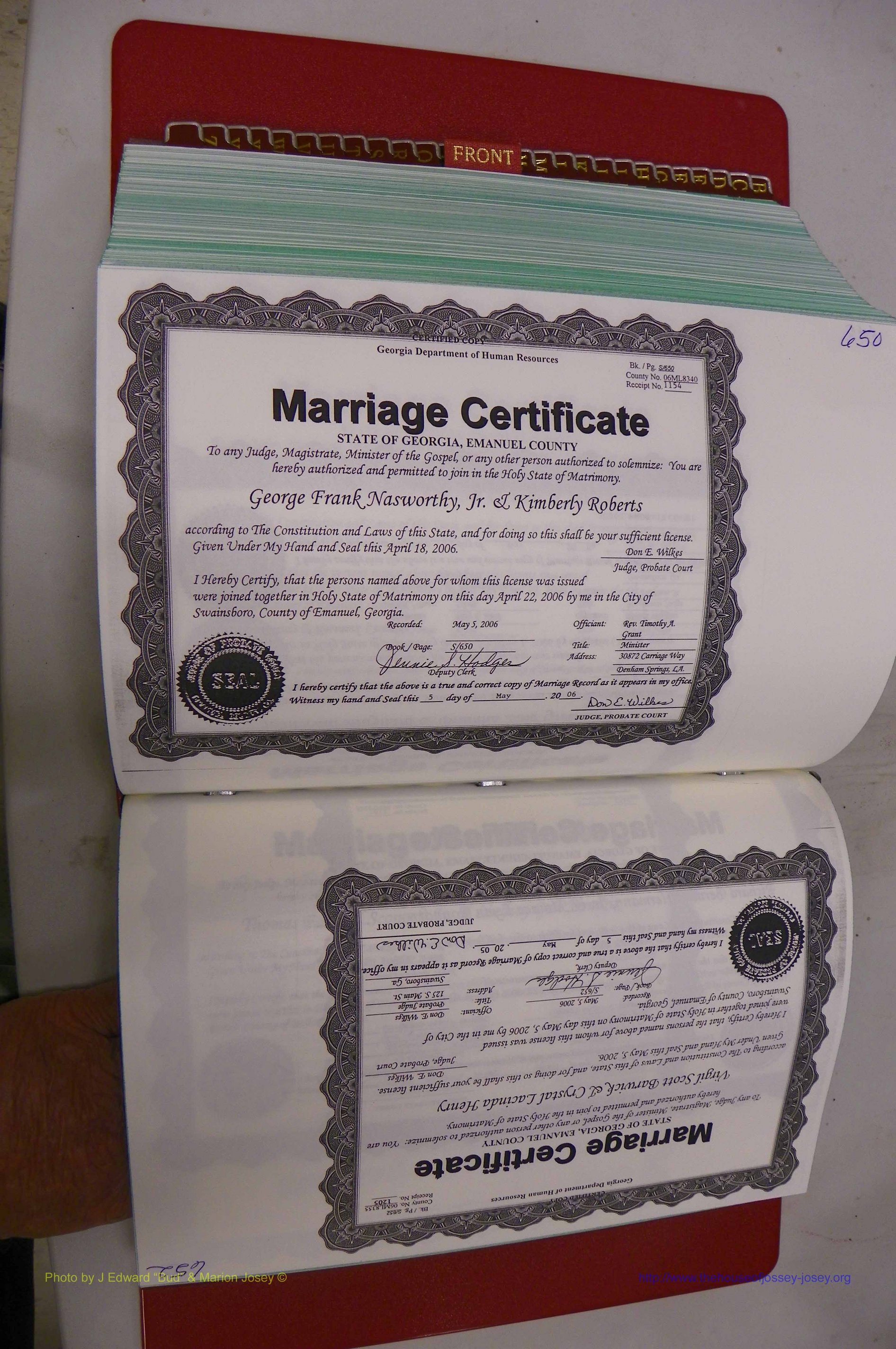Emanuel Co, GA, Marriages Book S, 2003 - 2006, P 650-652.JPG