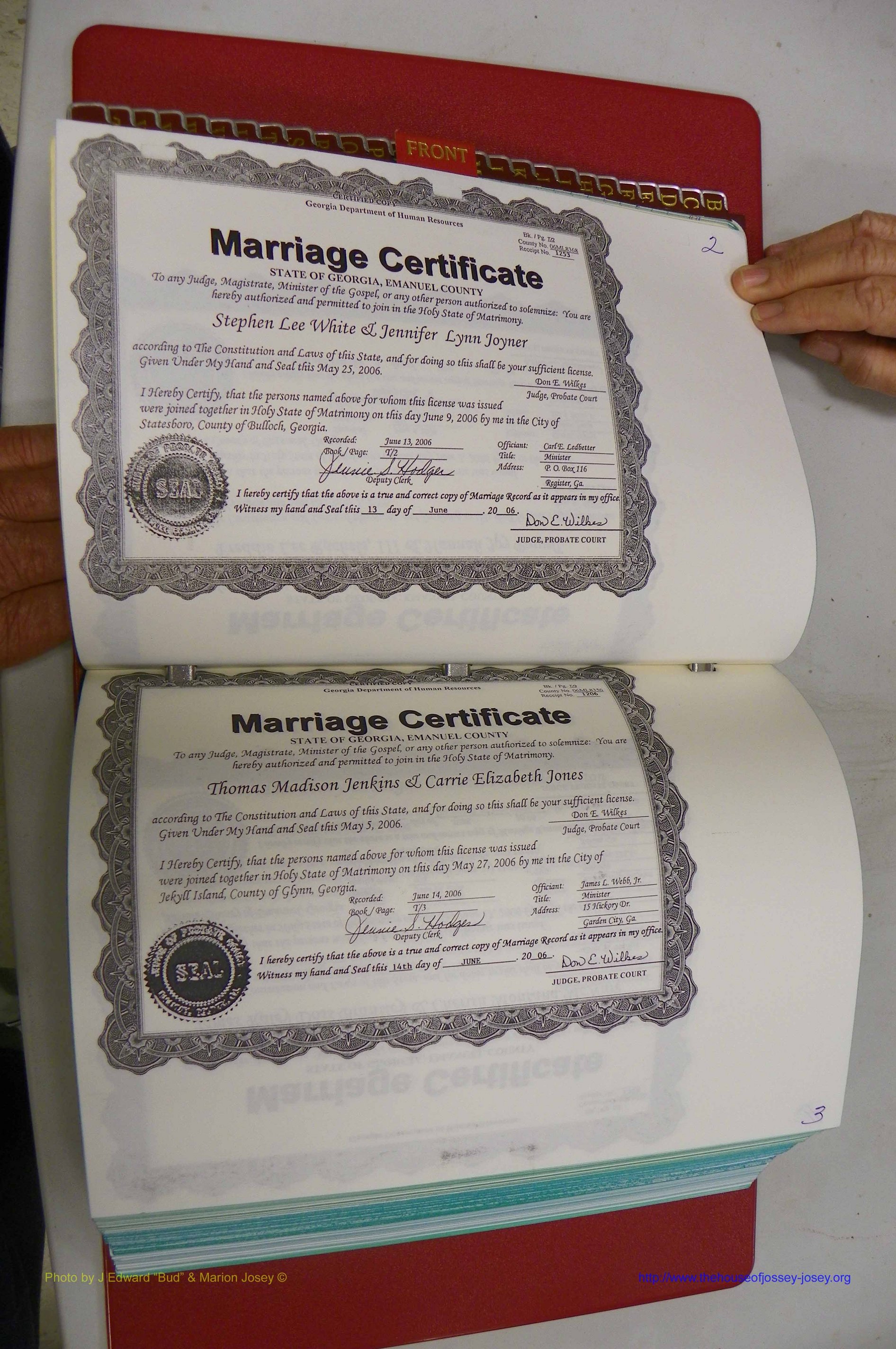 Emanuel Co, GA, Marriages Book T, 2006 - 2009, P 002-003.JPG