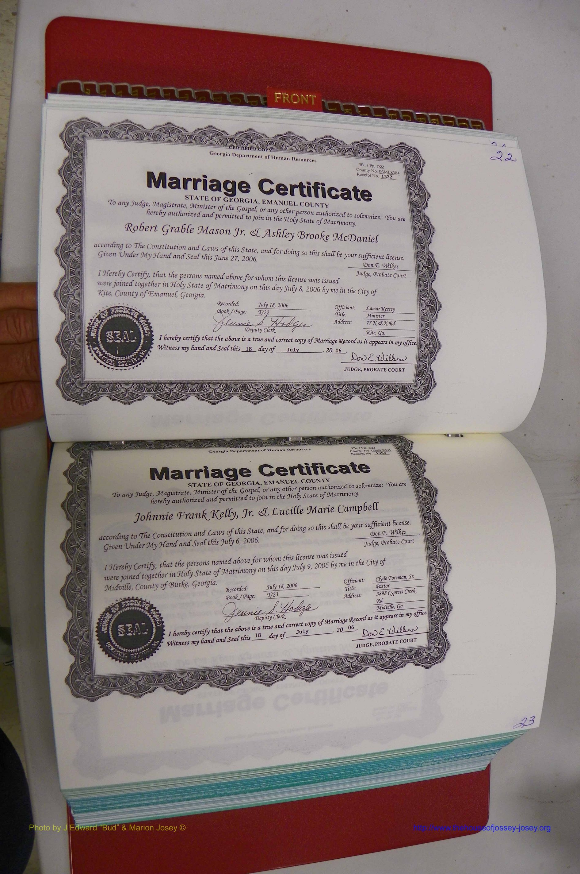 Emanuel Co, GA, Marriages Book T, 2006 - 2009, P 022-023.JPG