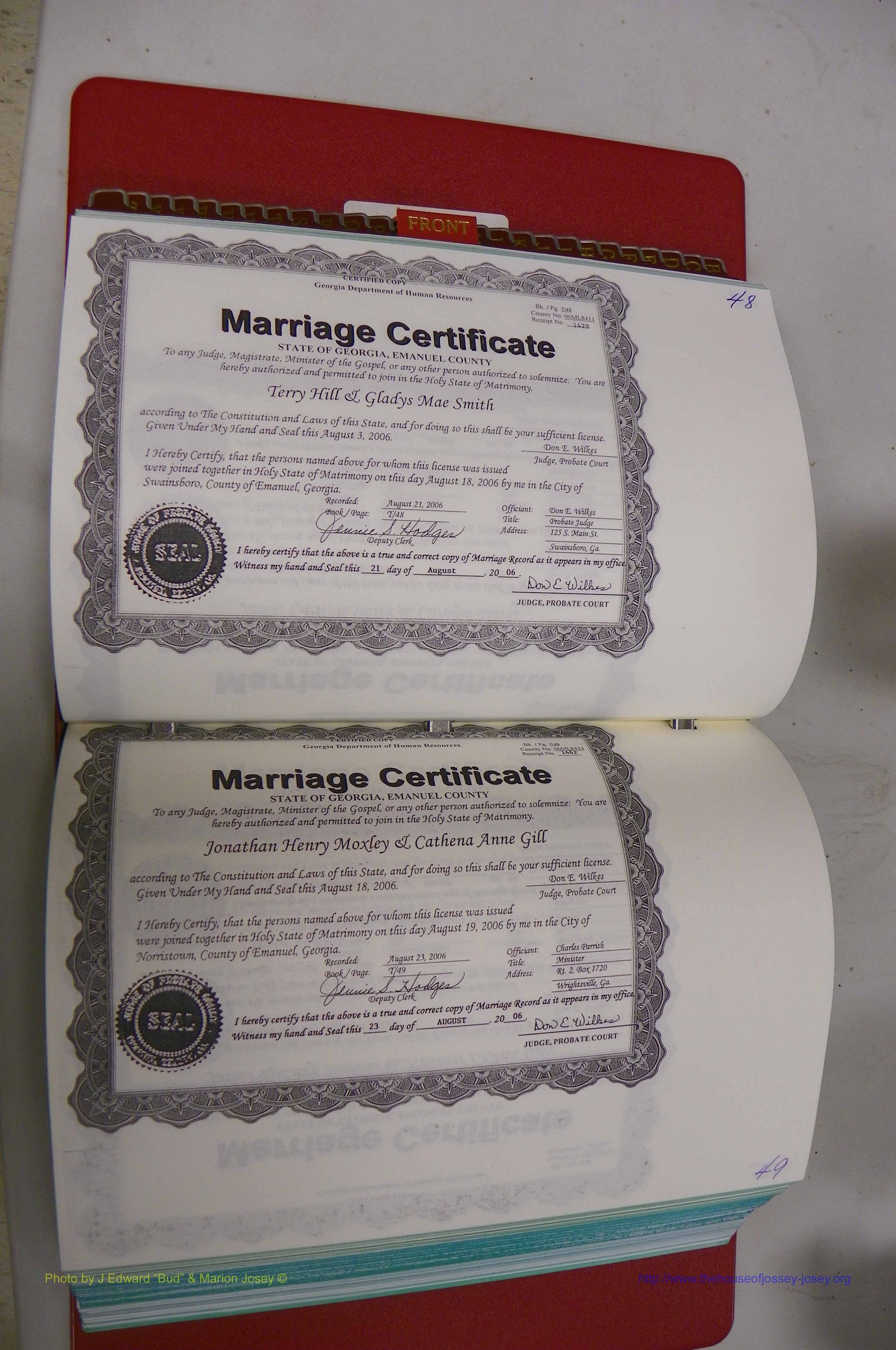 Emanuel Co, GA, Marriages Book T, 2006 - 2009, P 048-049.JPG