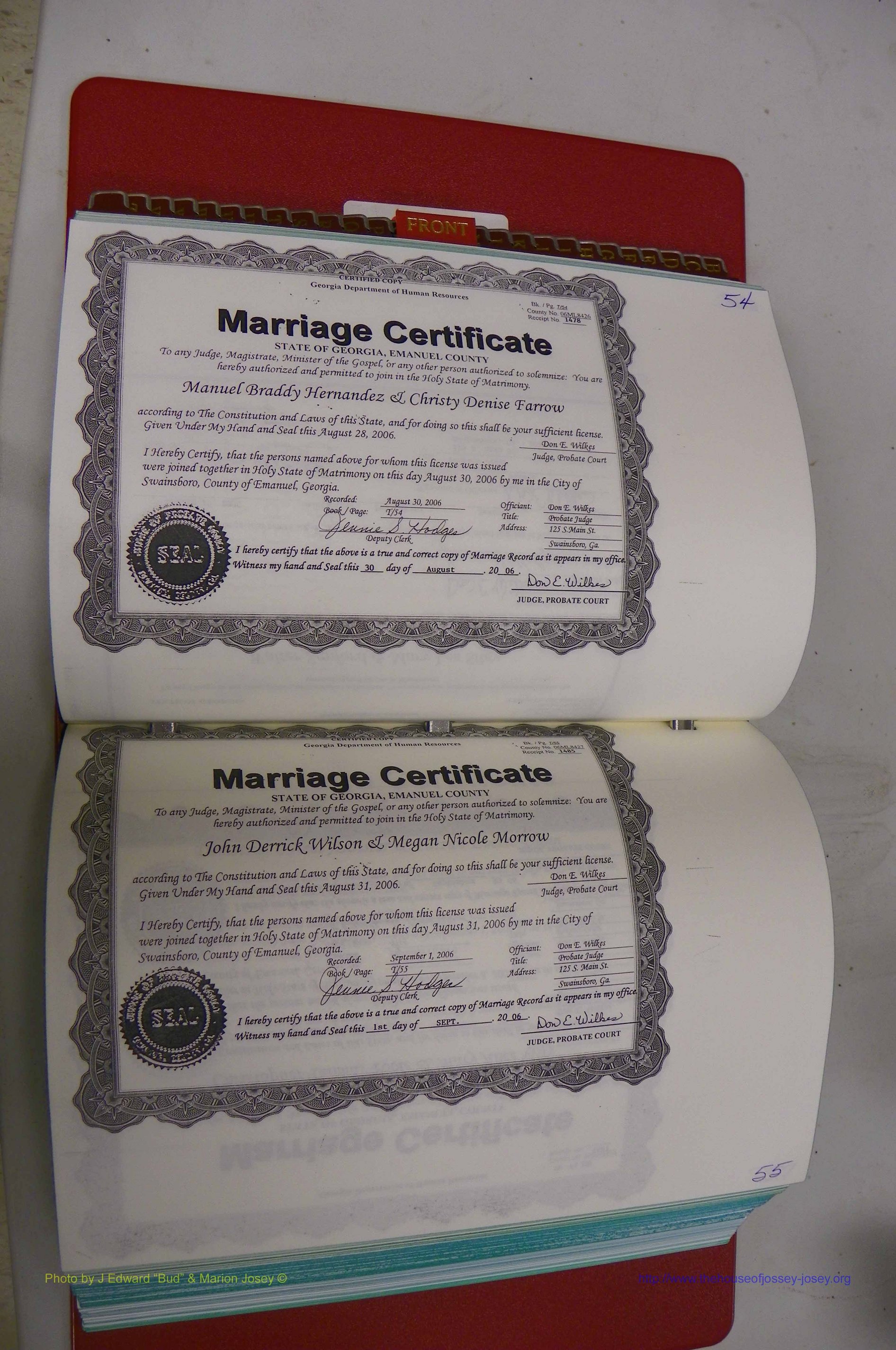 Emanuel Co, GA, Marriages Book T, 2006 - 2009, P 054-055.JPG