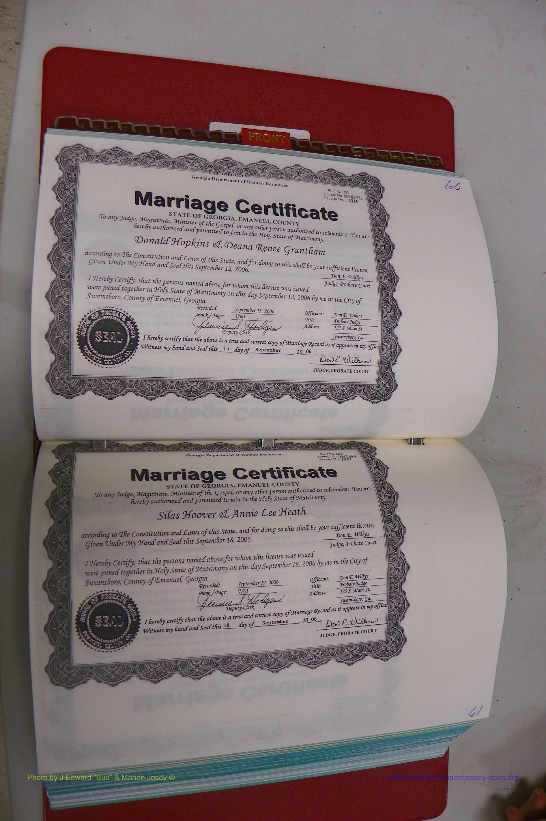 Emanuel Co, GA, Marriages Book T, 2006 - 2009, P 060-061.JPG