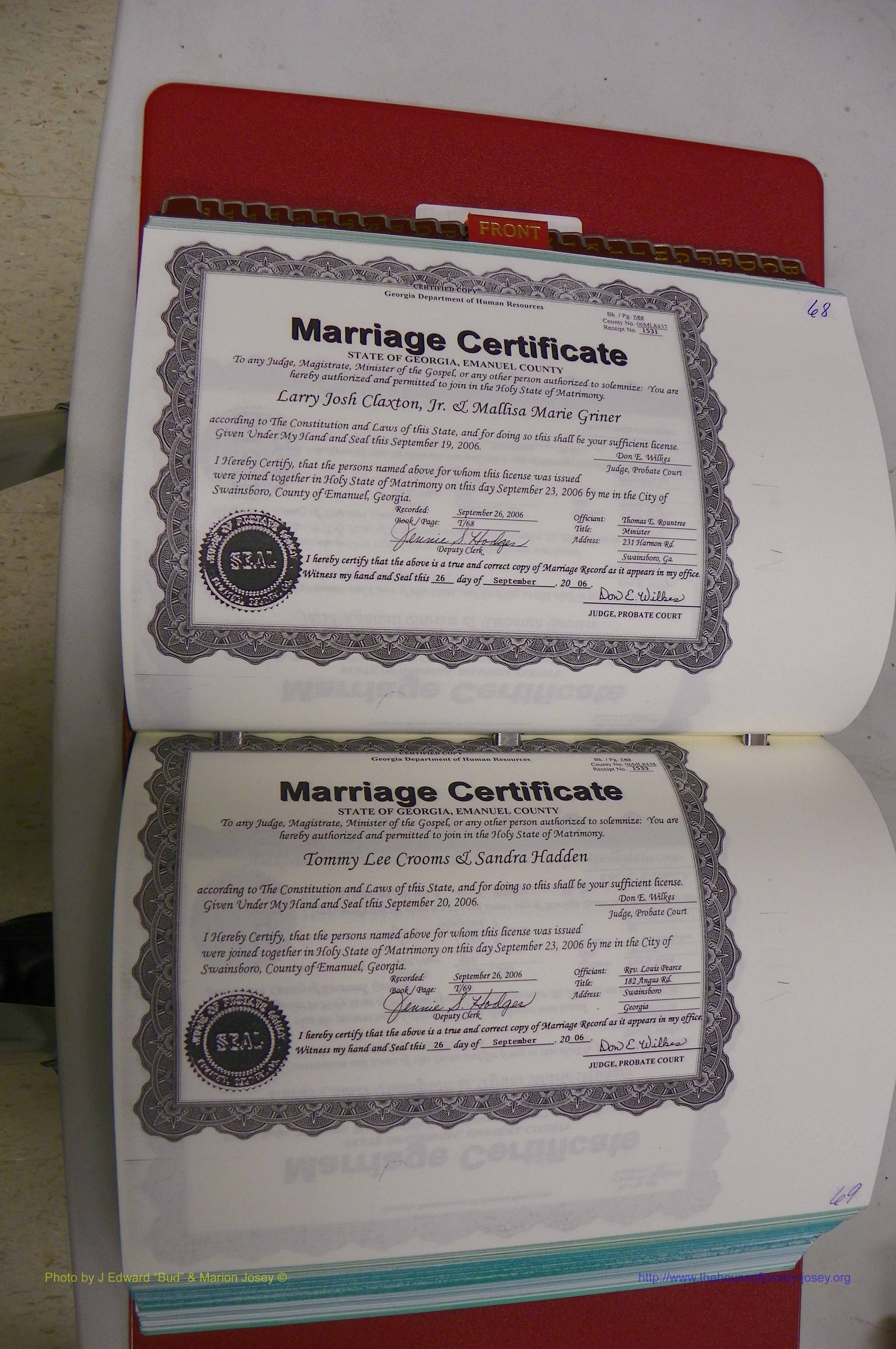 Emanuel Co, GA, Marriages Book T, 2006 - 2009, P 068-069.JPG