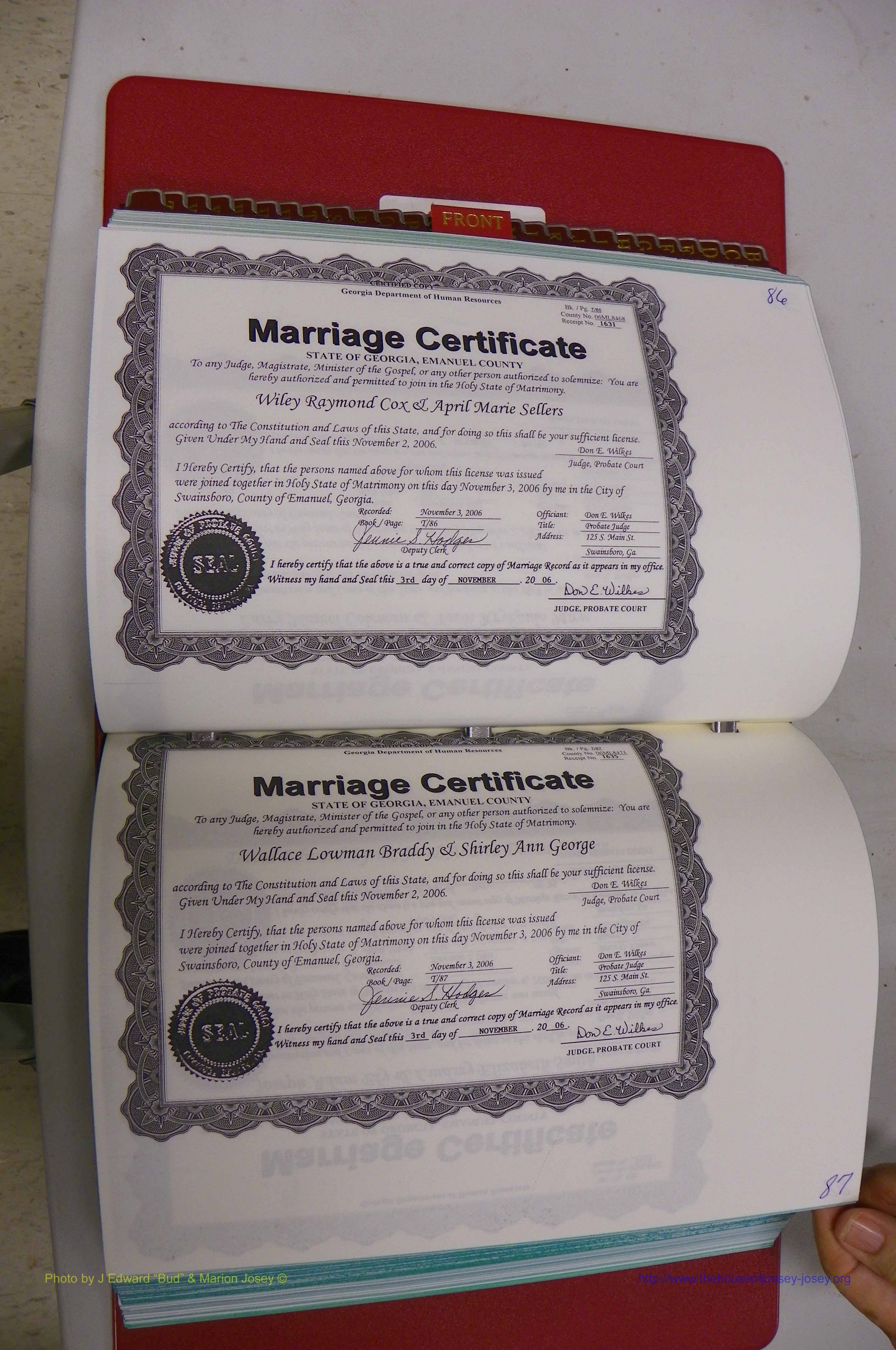 Emanuel Co, GA, Marriages Book T, 2006 - 2009, P 086-087.JPG