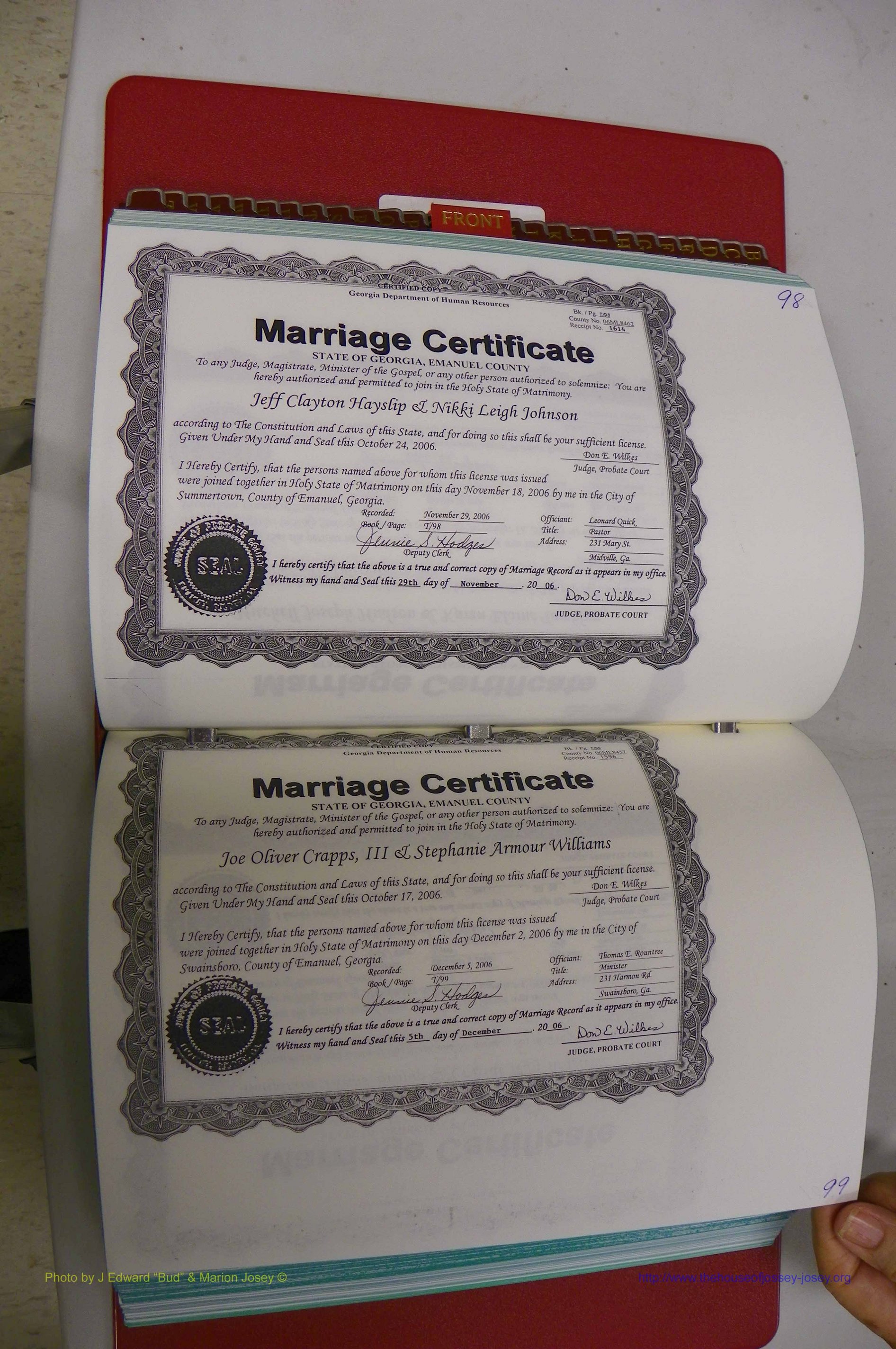 Emanuel Co, GA, Marriages Book T, 2006 - 2009, P 098-099.JPG