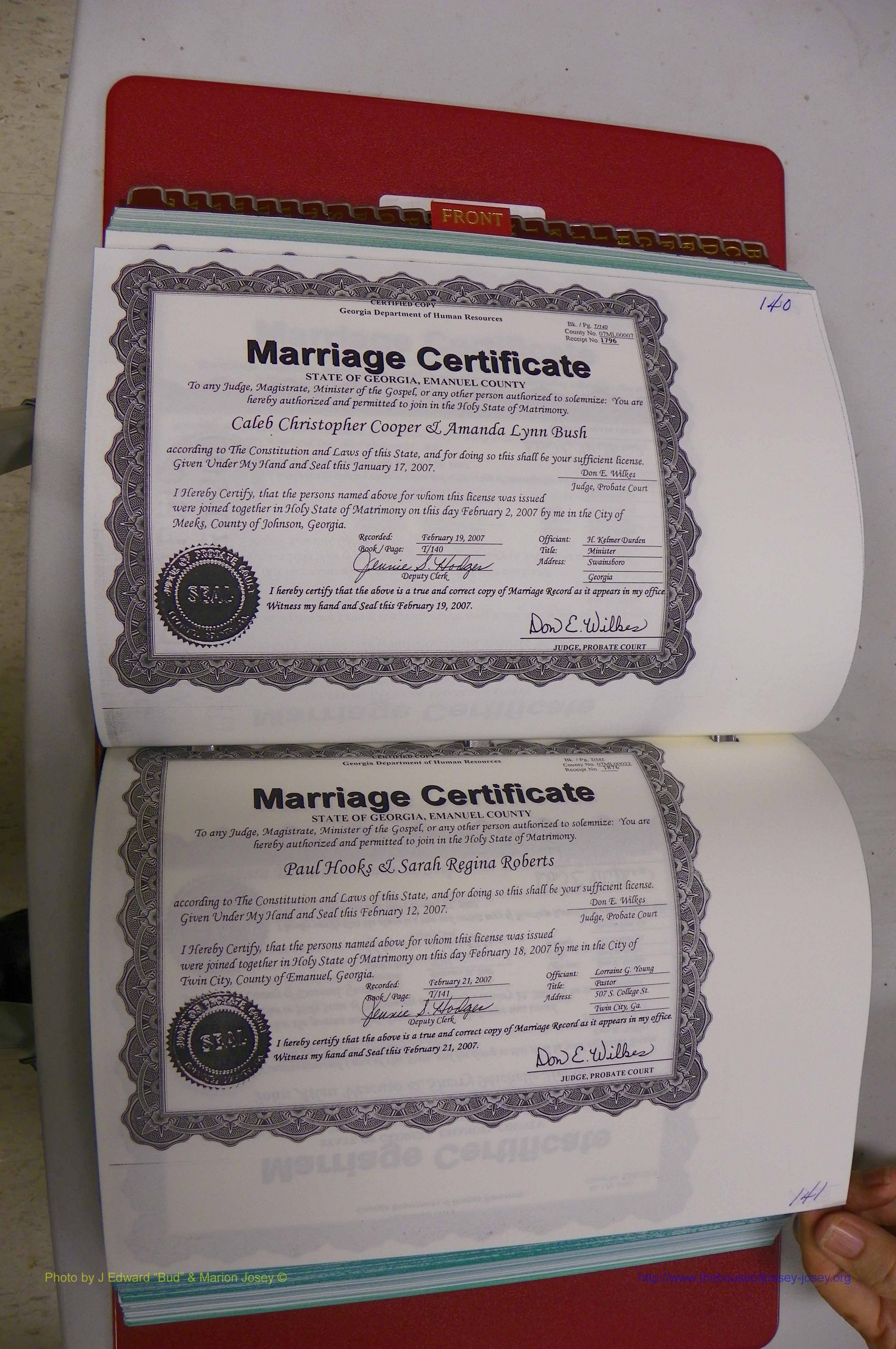 Emanuel Co, GA, Marriages Book T, 2006 - 2009, P 140-141.JPG