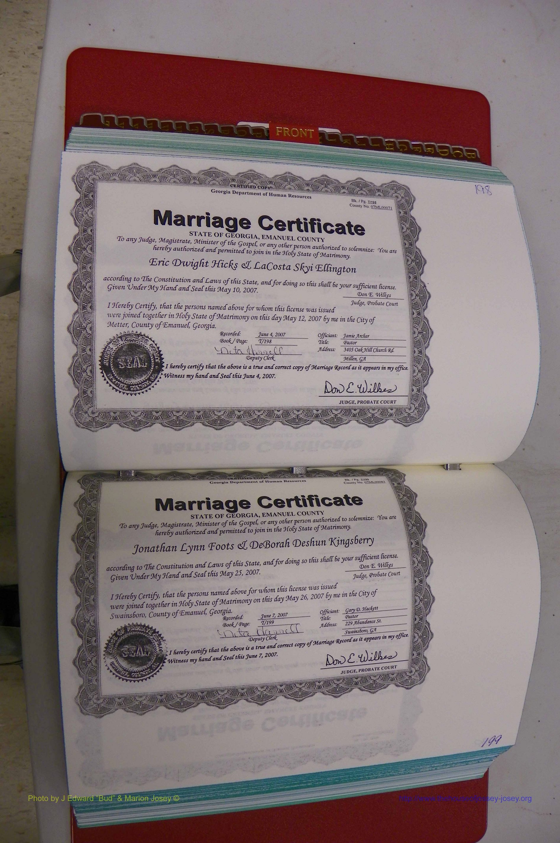 Emanuel Co, GA, Marriages Book T, 2006 - 2009, P 198-199.JPG