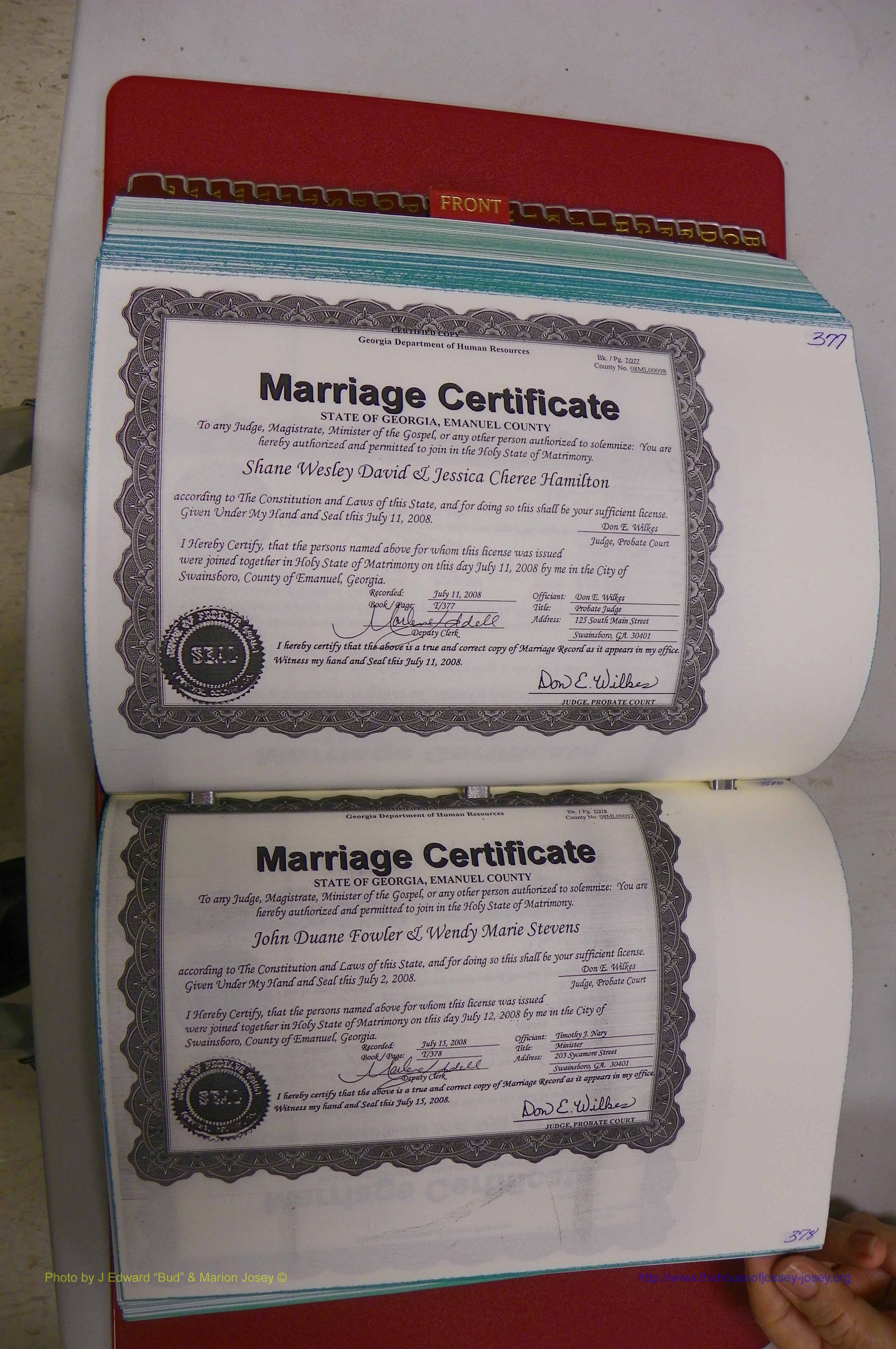 Emanuel Co, GA, Marriages Book T, 2006 - 2009, P 377-378.JPG