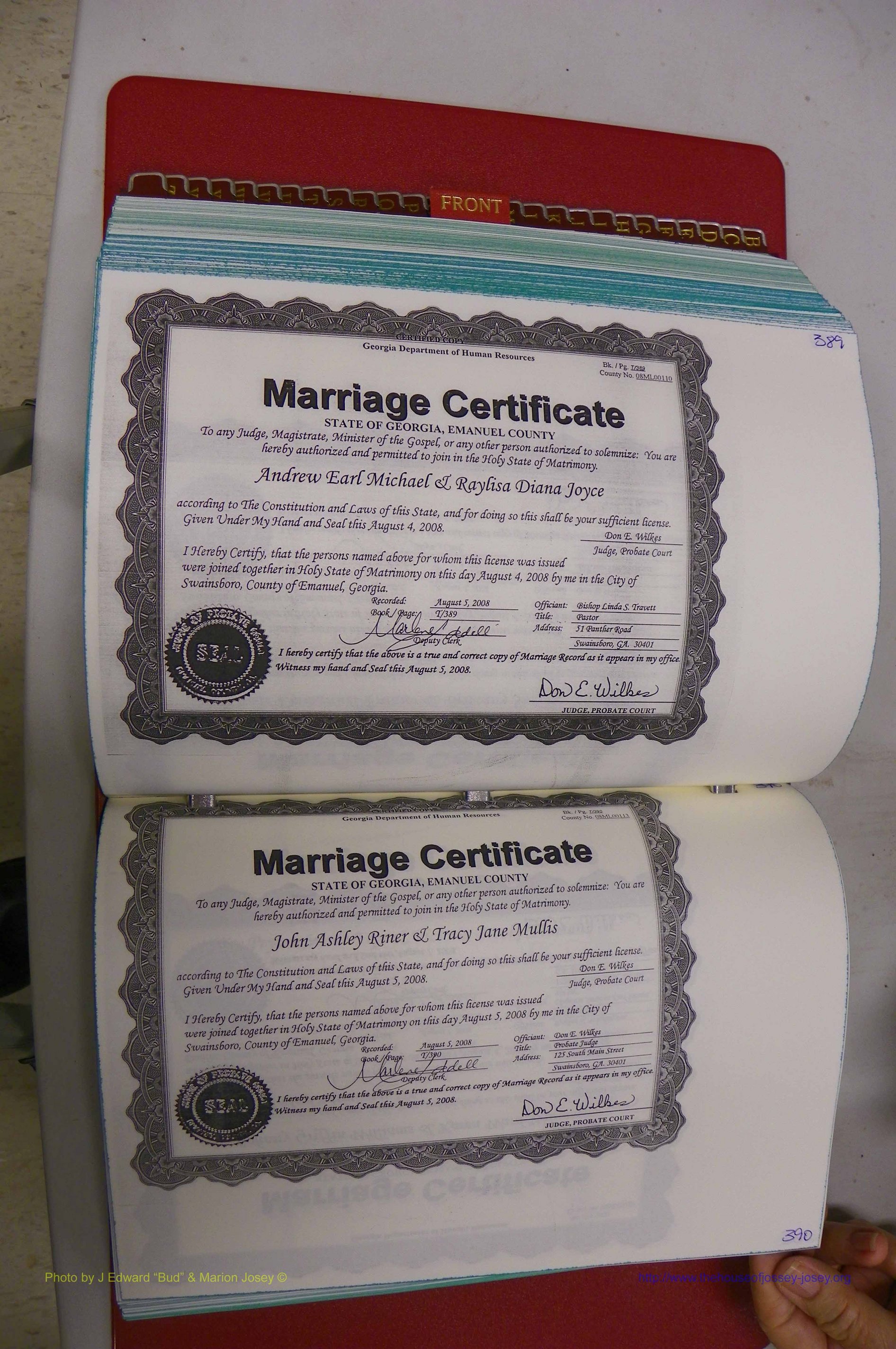 Emanuel Co, GA, Marriages Book T, 2006 - 2009, P 389-390.JPG