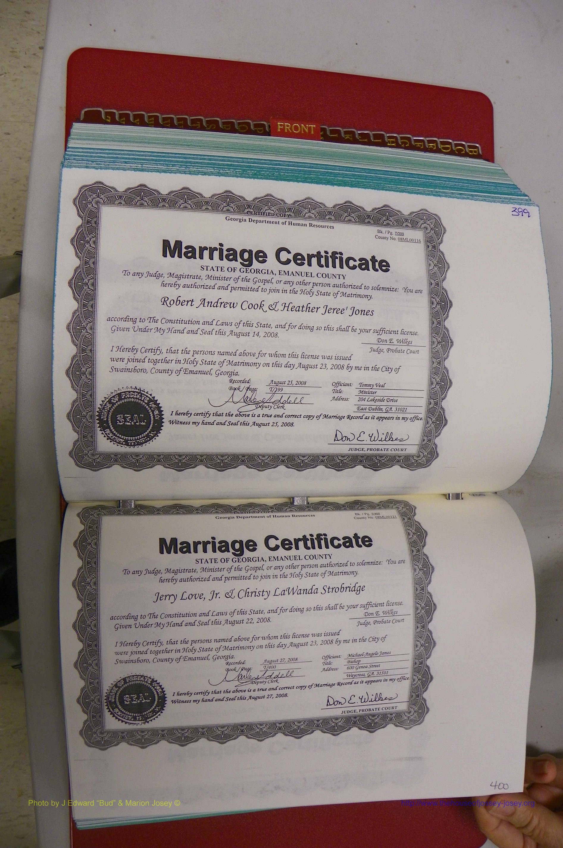 Emanuel Co, GA, Marriages Book T, 2006 - 2009, P 399-400.JPG