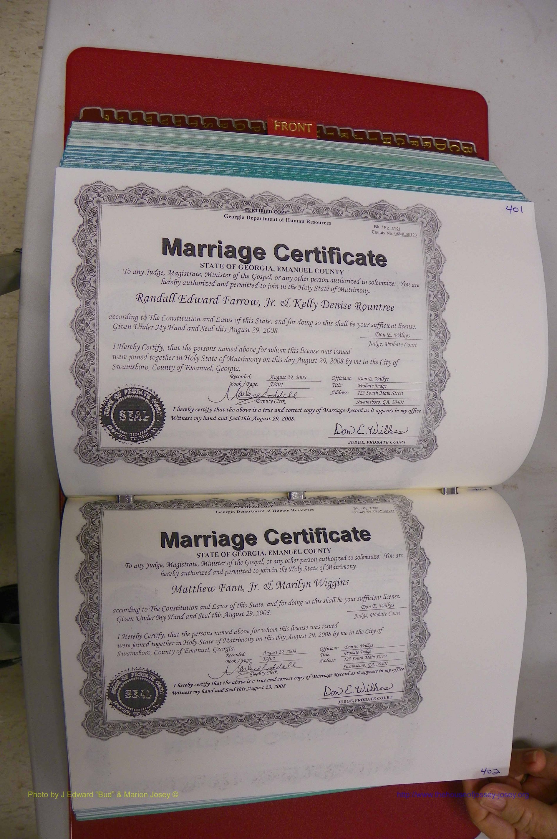 Emanuel Co, GA, Marriages Book T, 2006 - 2009, P 401-402.JPG