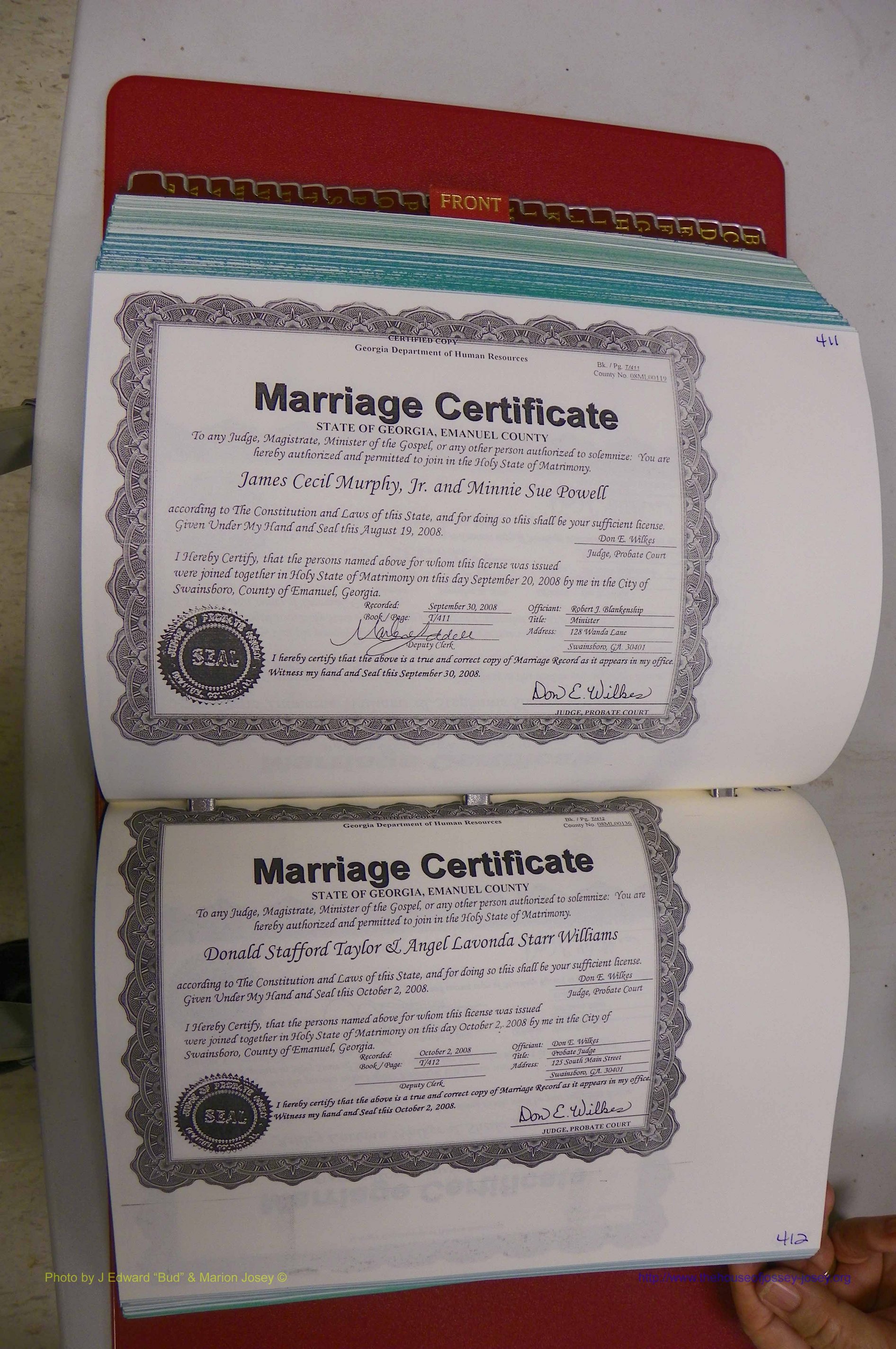 Emanuel Co, GA, Marriages Book T, 2006 - 2009, P 411-412.JPG