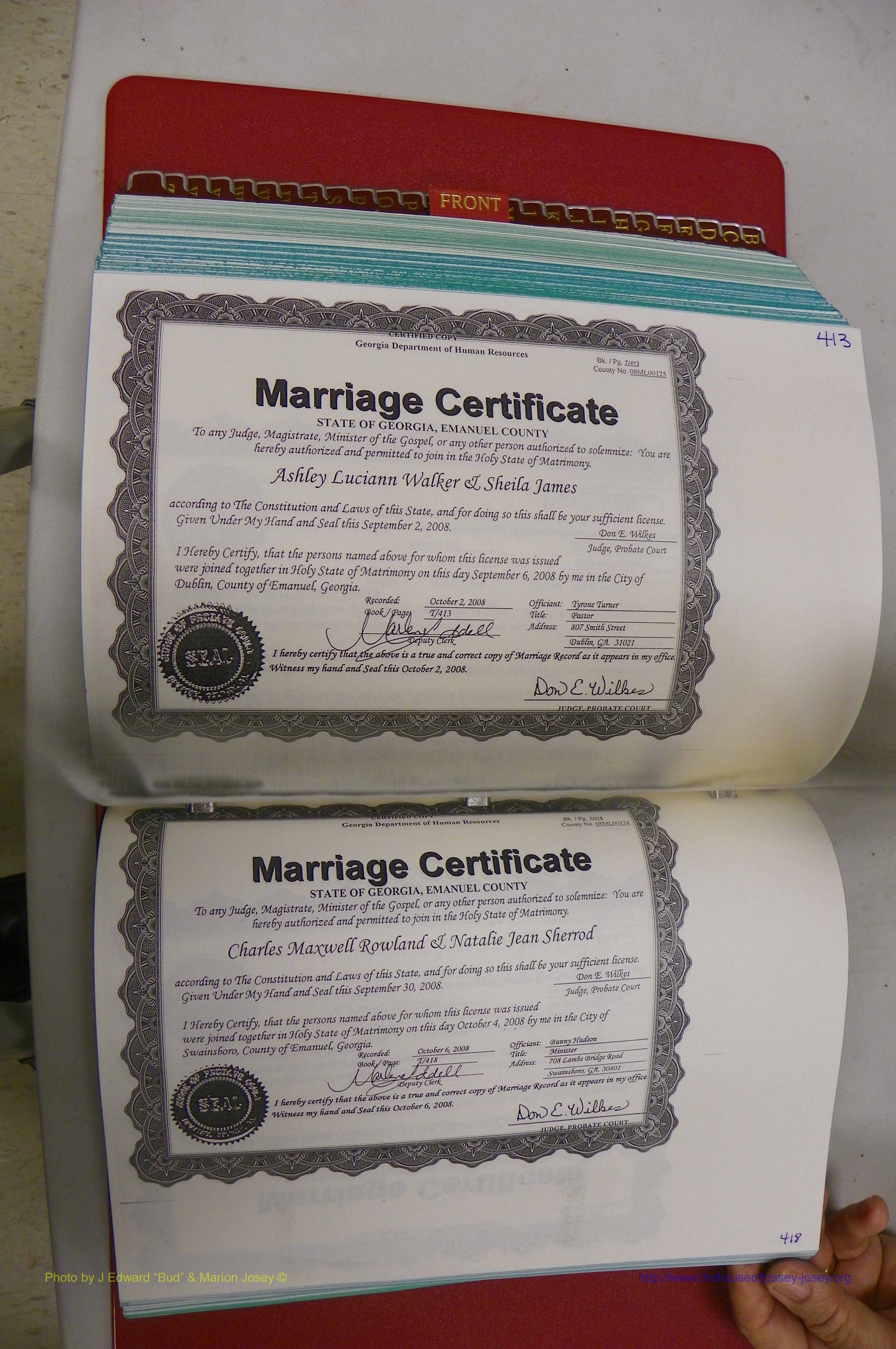 Emanuel Co, GA, Marriages Book T, 2006 - 2009, P 414-415.JPG