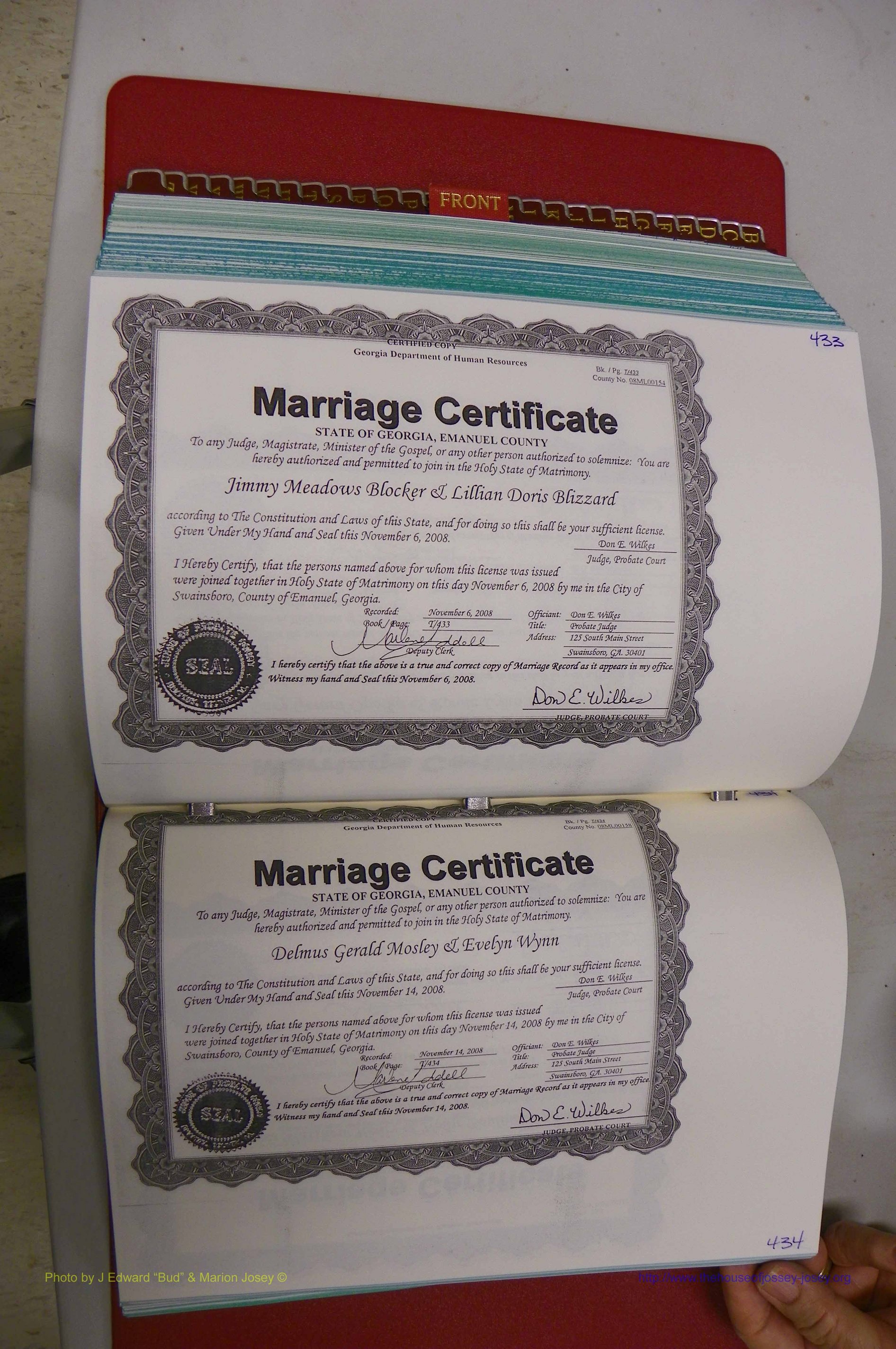 Emanuel Co, GA, Marriages Book T, 2006 - 2009, P 433-434.JPG