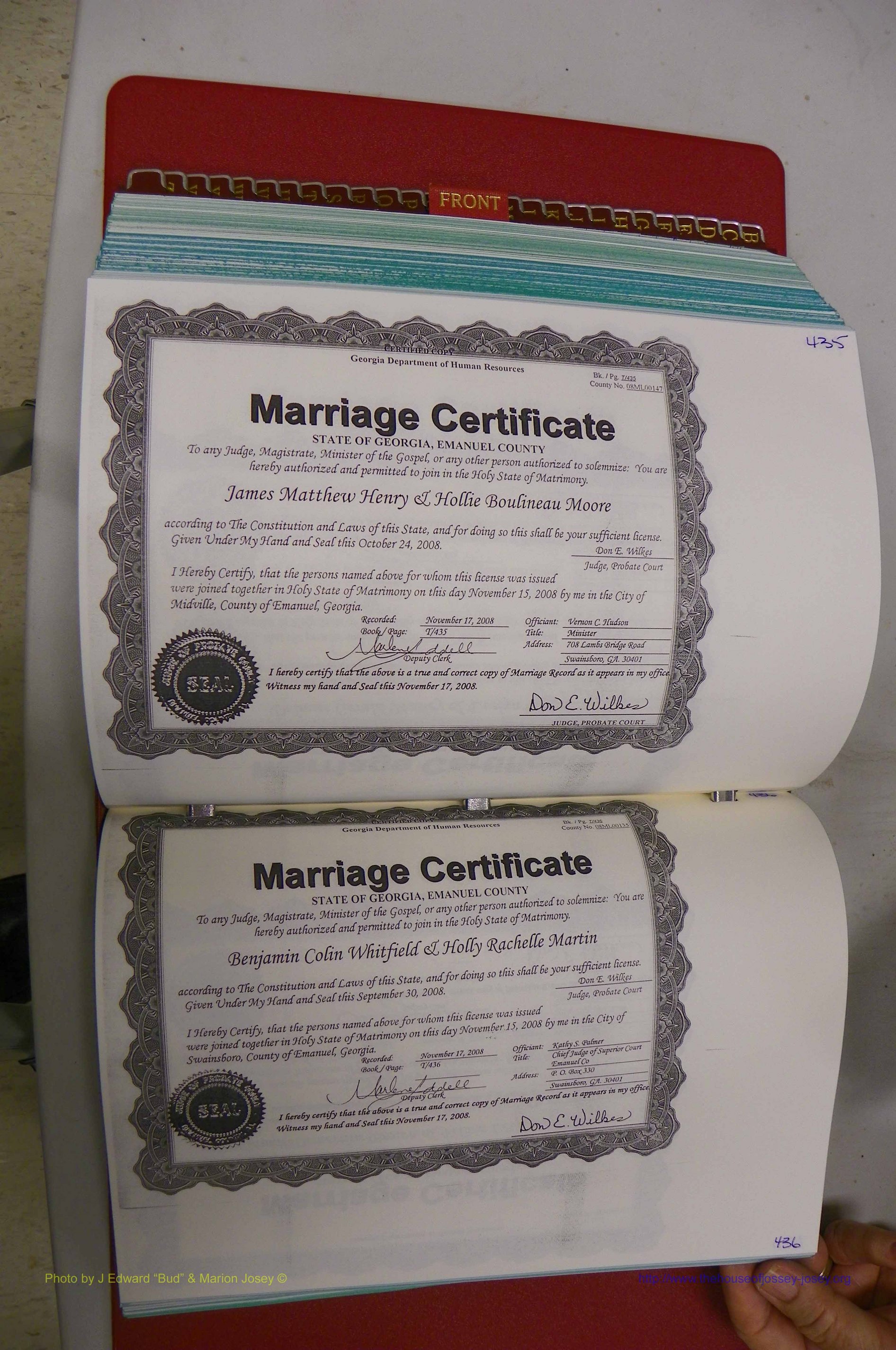 Emanuel Co, GA, Marriages Book T, 2006 - 2009, P 435-436.JPG