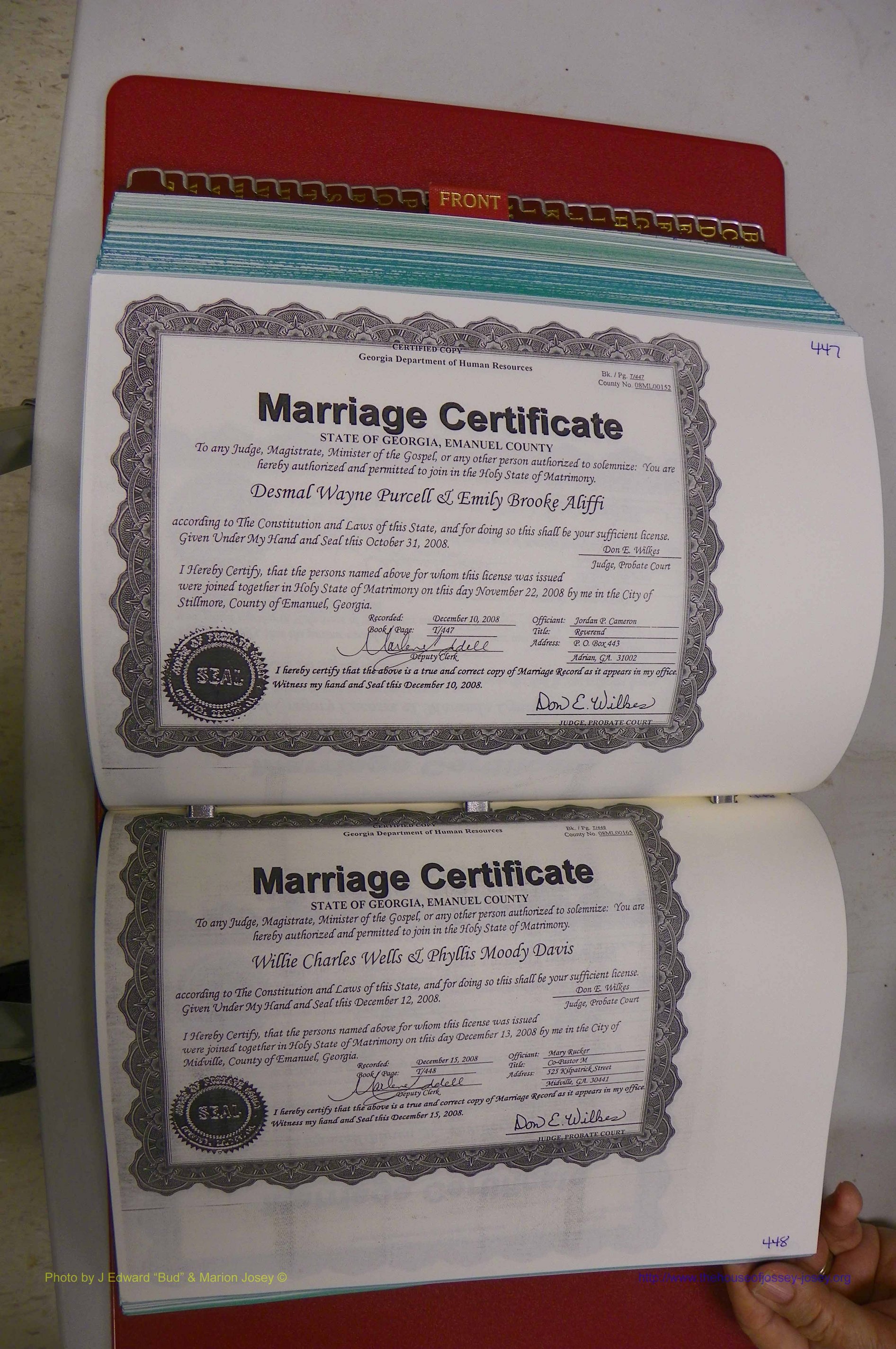 Emanuel Co, GA, Marriages Book T, 2006 - 2009, P 447-448.JPG