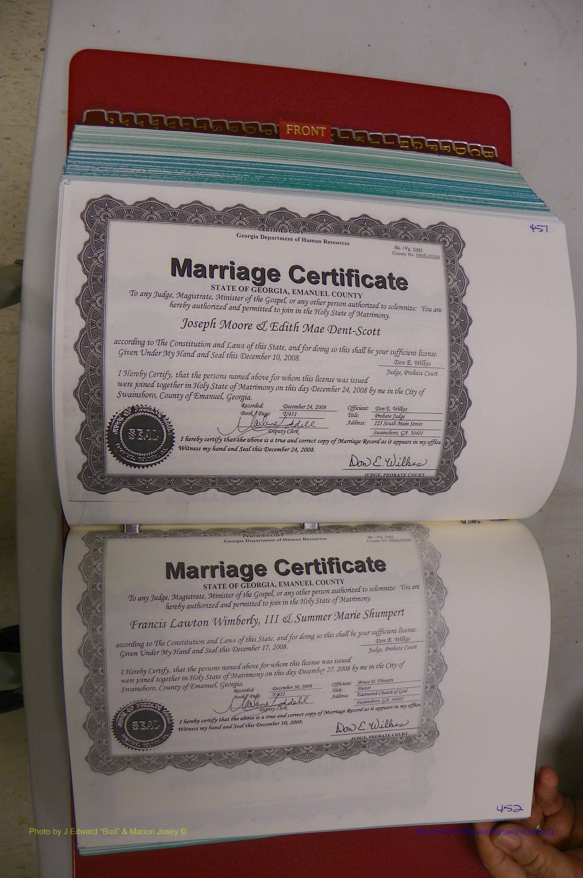 Emanuel Co, GA, Marriages Book T, 2006 - 2009, P 451-452.JPG