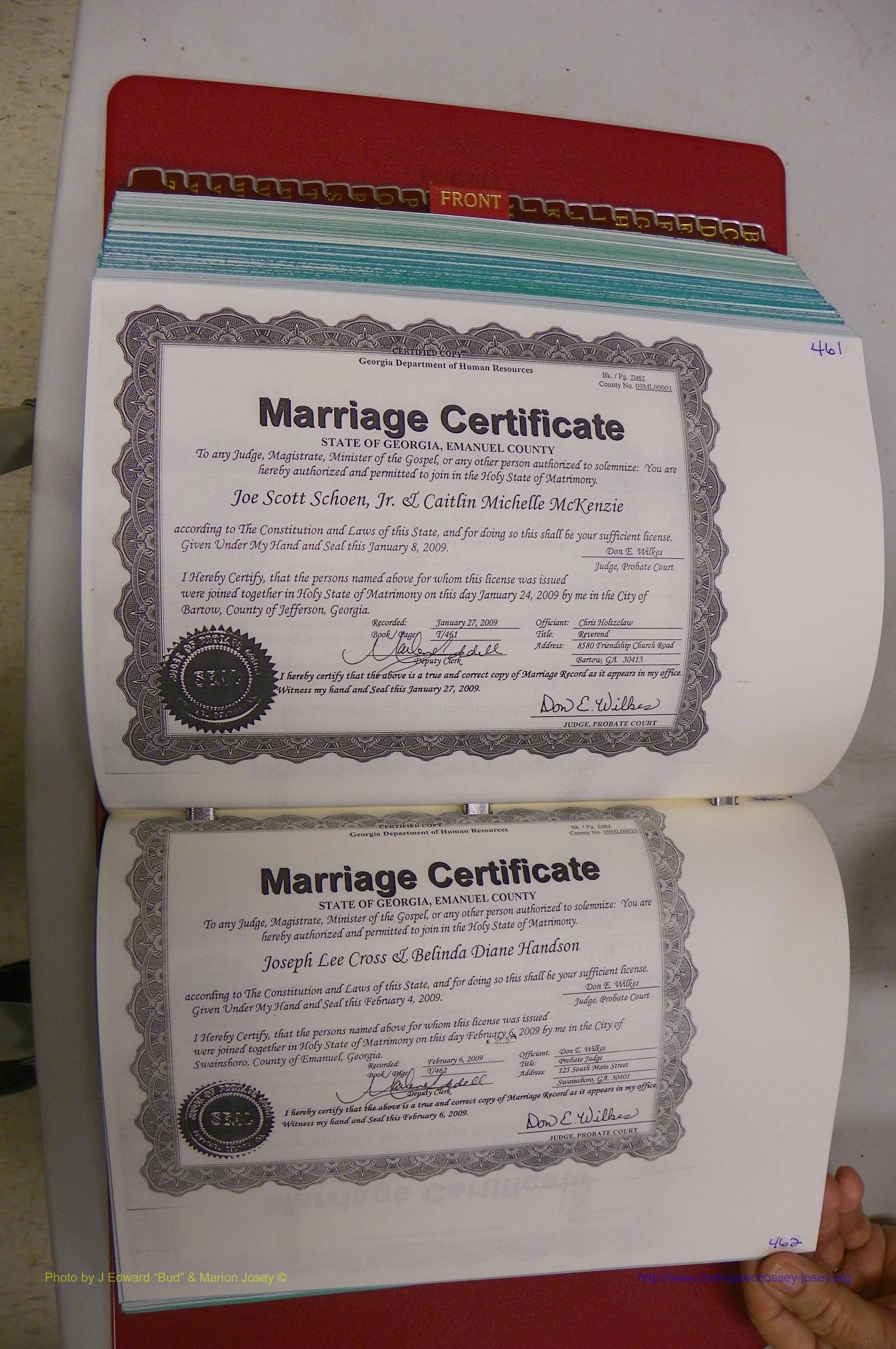 Emanuel Co, GA, Marriages Book T, 2006 - 2009, P 461-462.JPG