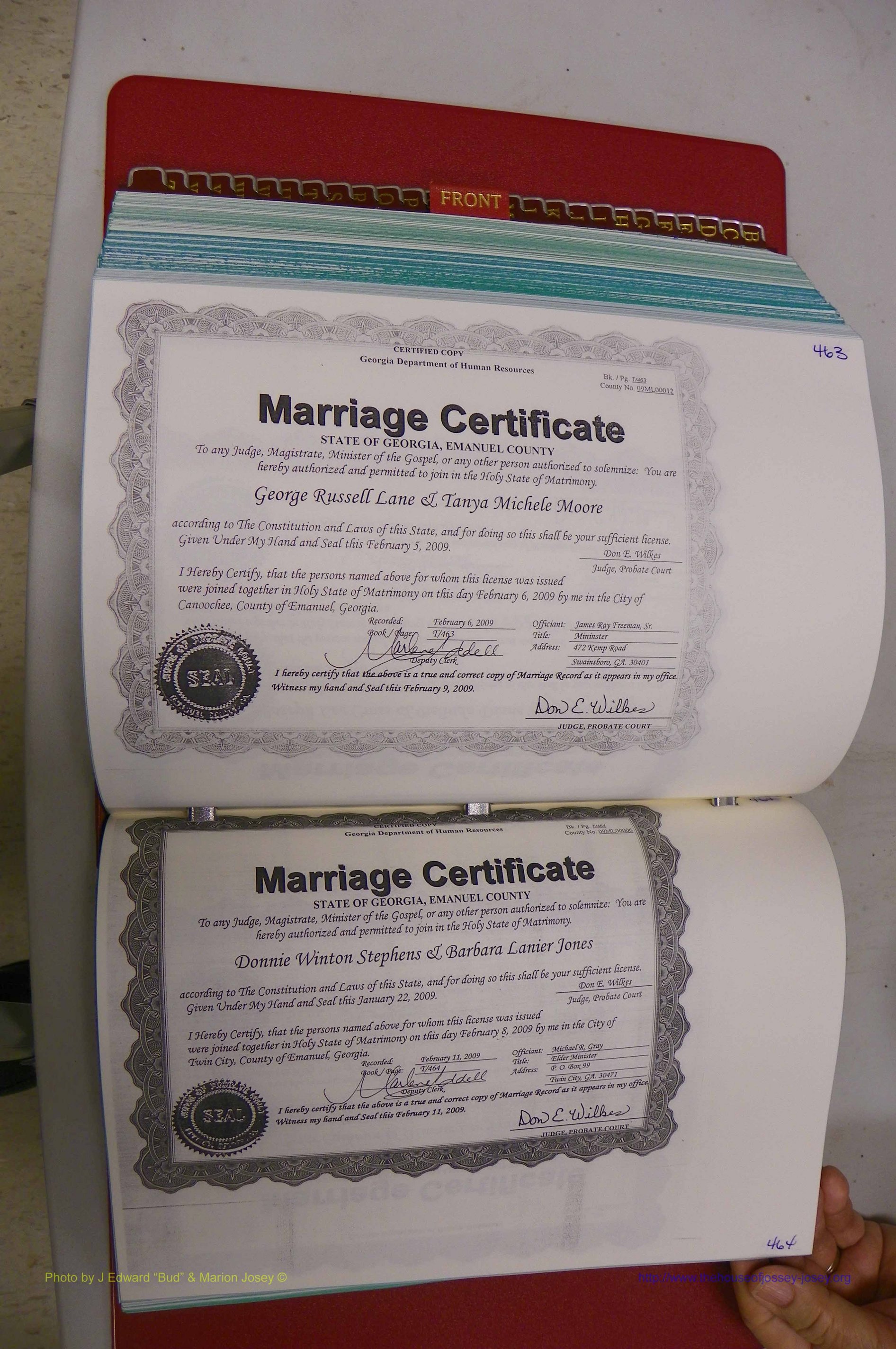 Emanuel Co, GA, Marriages Book T, 2006 - 2009, P 463-464.JPG