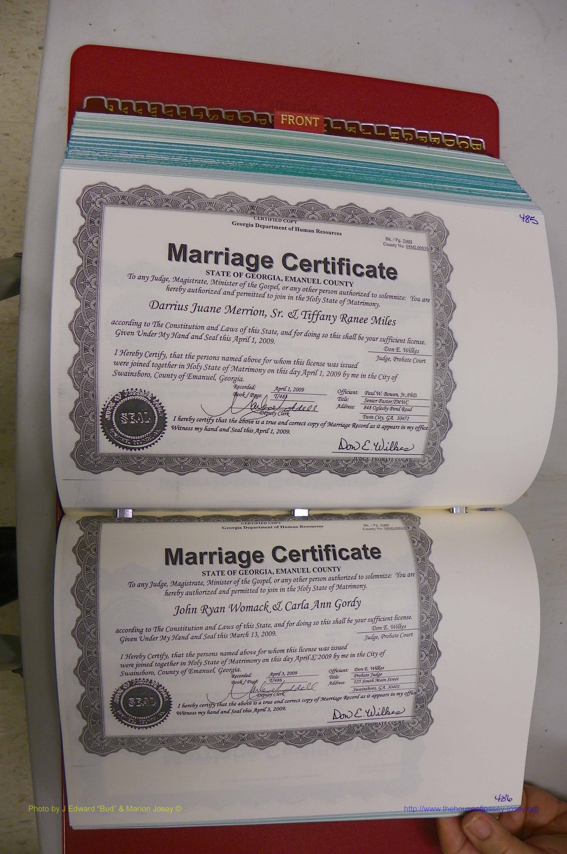 Emanuel Co, GA, Marriages Book T, 2006 - 2009, P 485-486.JPG