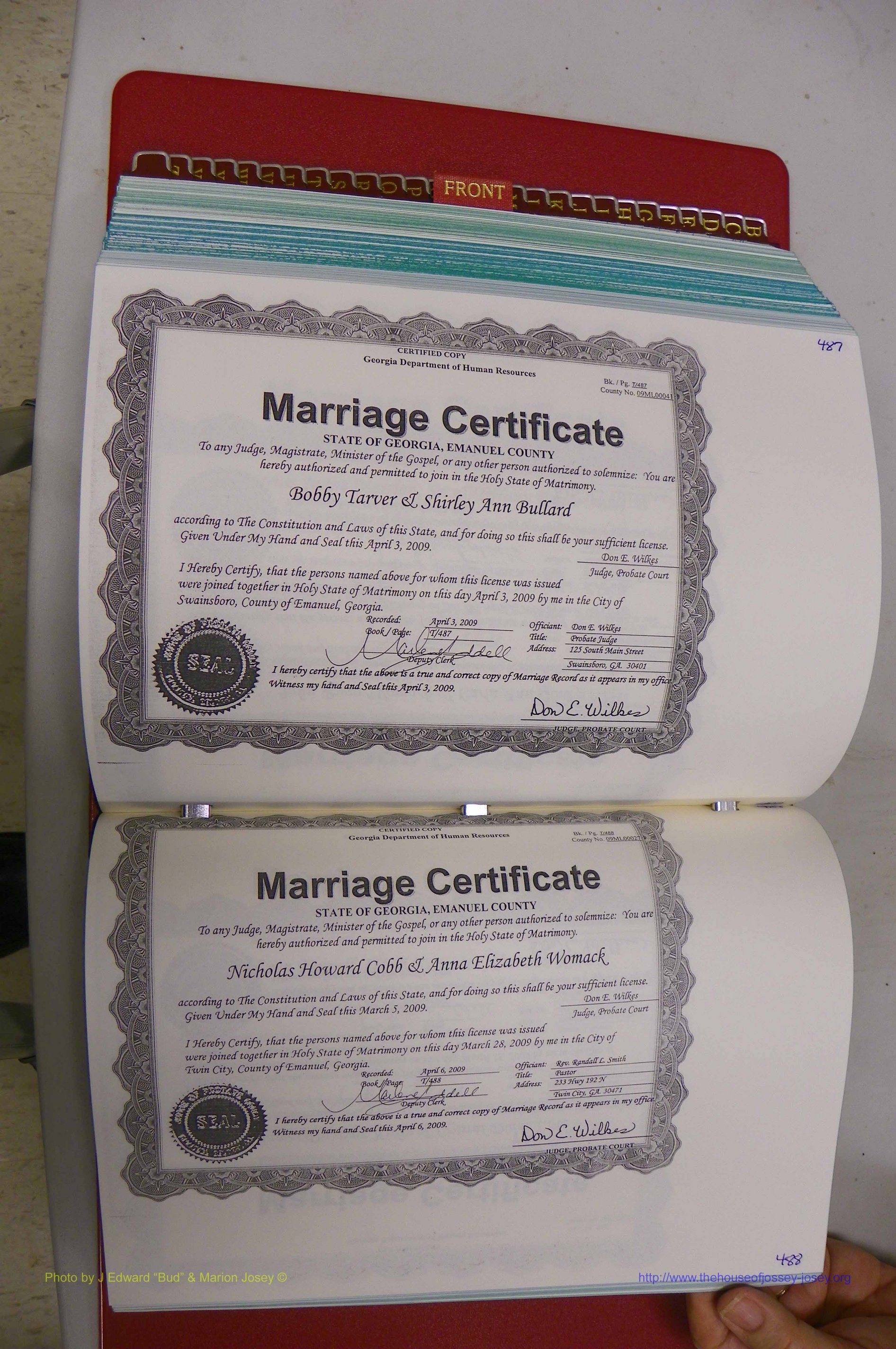 Emanuel Co, GA, Marriages Book T, 2006 - 2009, P 487-488.JPG