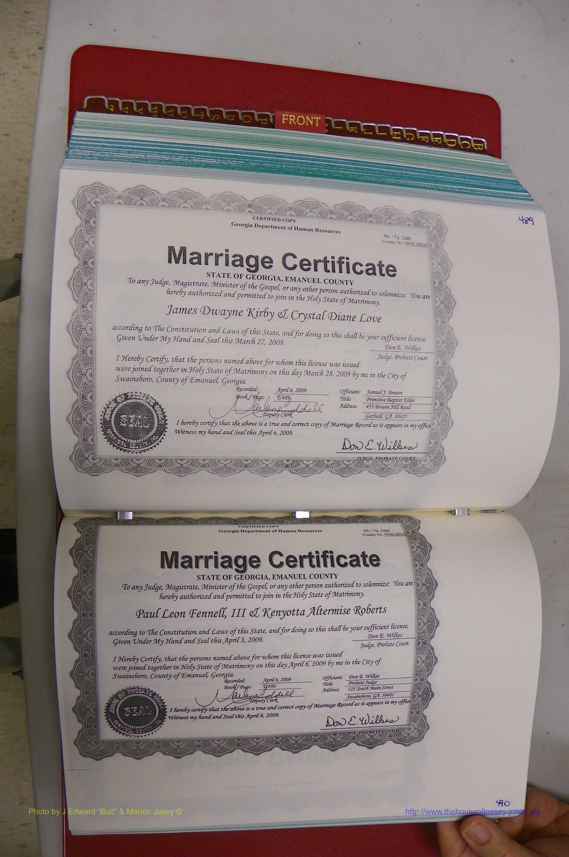 Emanuel Co, GA, Marriages Book T, 2006 - 2009, P 489-490.JPG