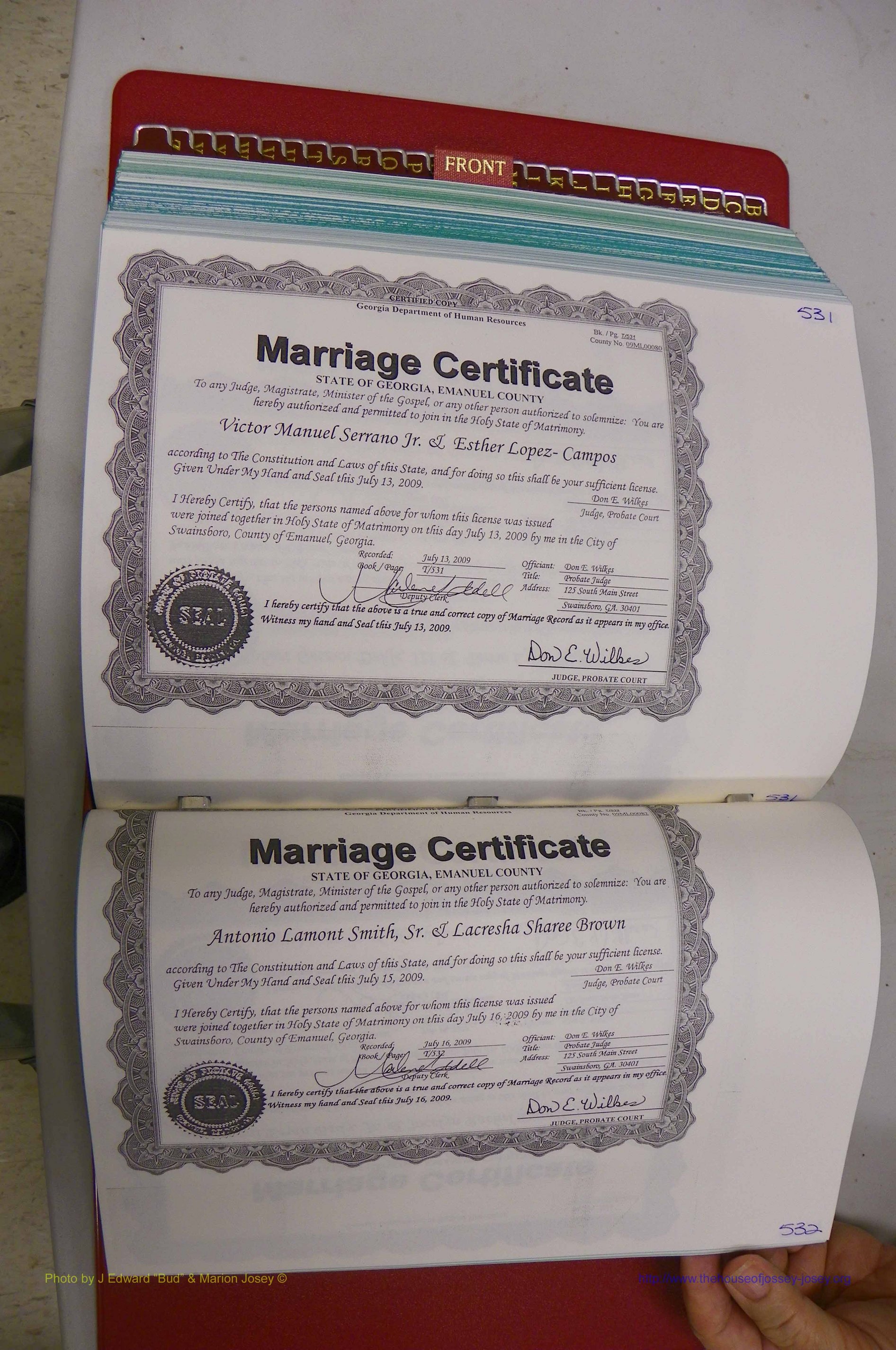 Emanuel Co, GA, Marriages Book T, 2006 - 2009, P 531-532.JPG