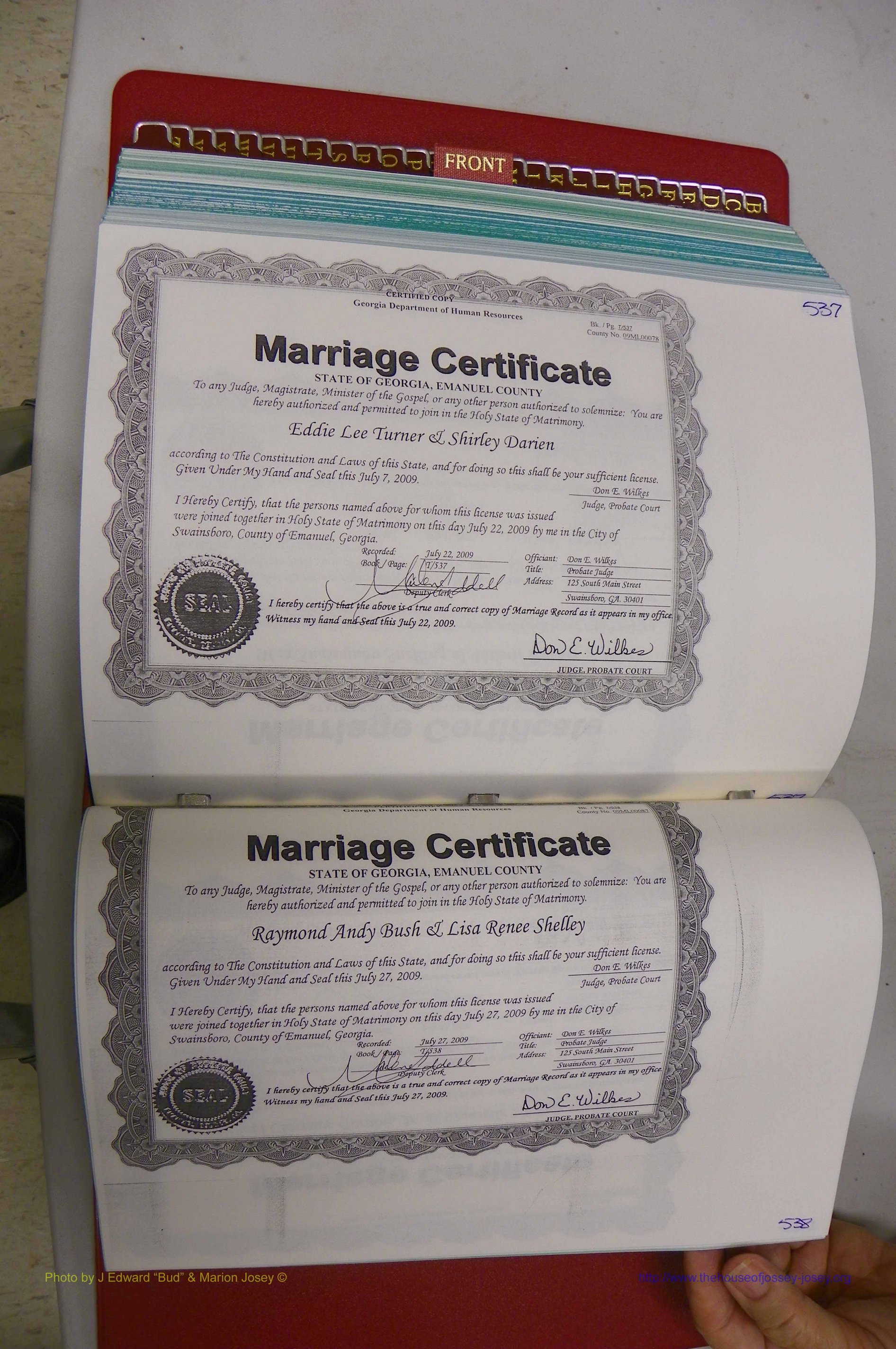 Emanuel Co, GA, Marriages Book T, 2006 - 2009, P 537-538.JPG