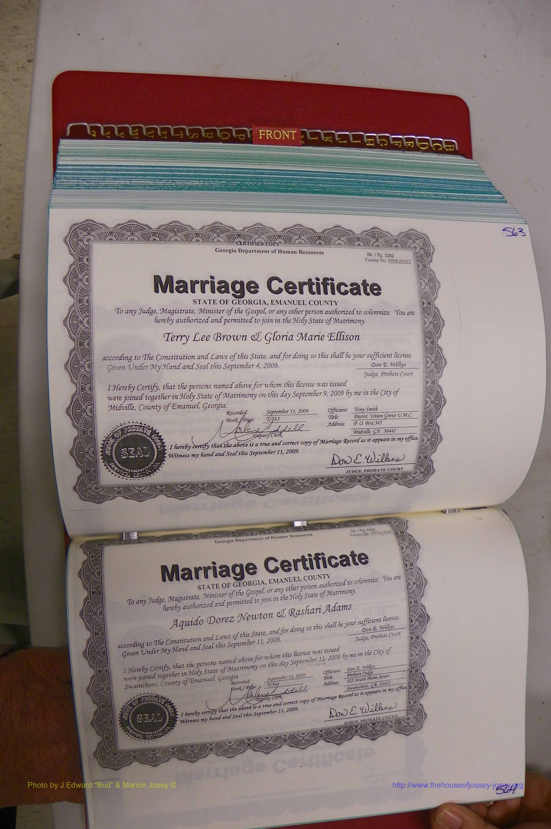 Emanuel Co, GA, Marriages Book T, 2006 - 2009, P 563-564.JPG