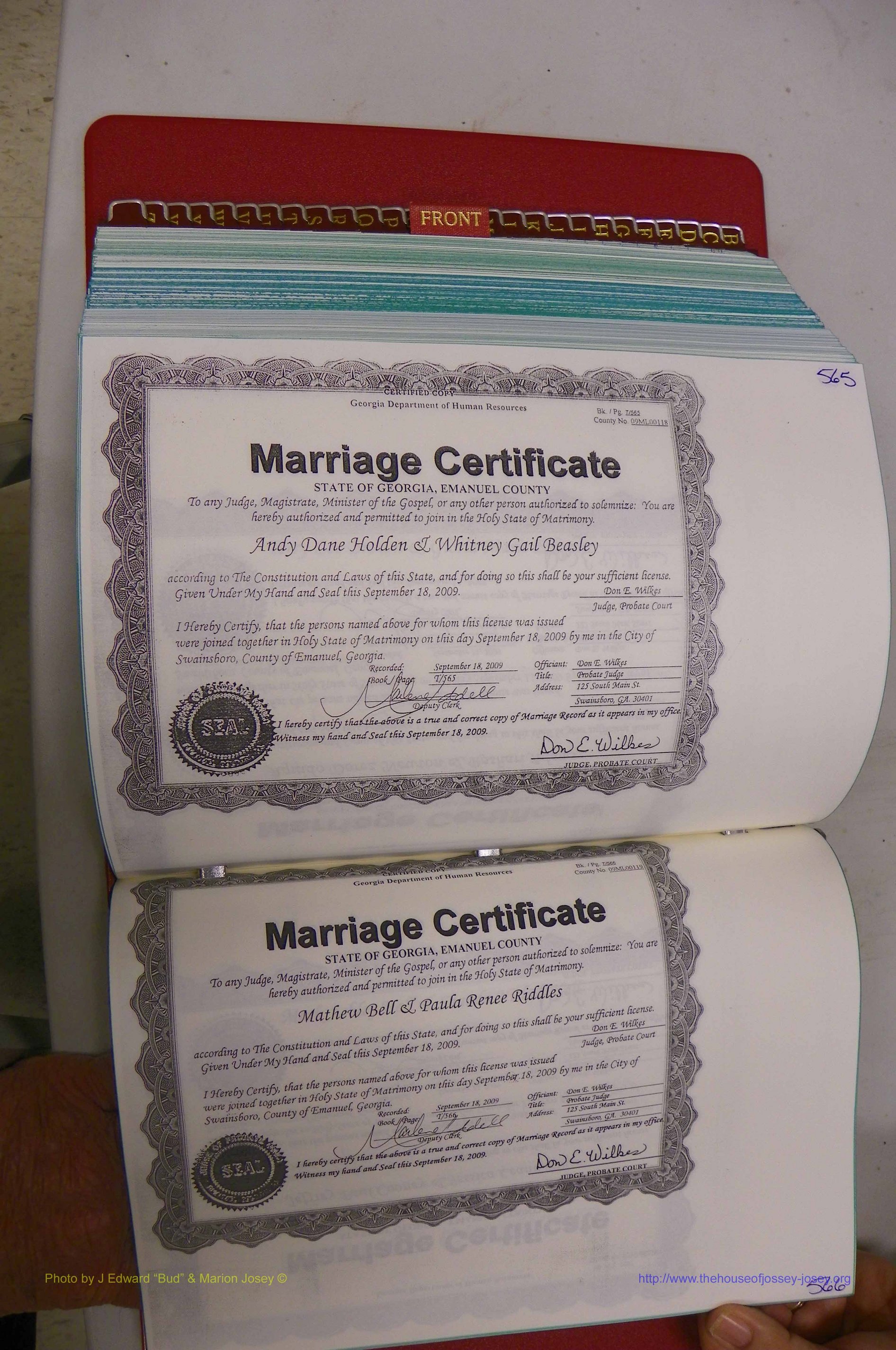 Emanuel Co, GA, Marriages Book T, 2006 - 2009, P 565-566.JPG