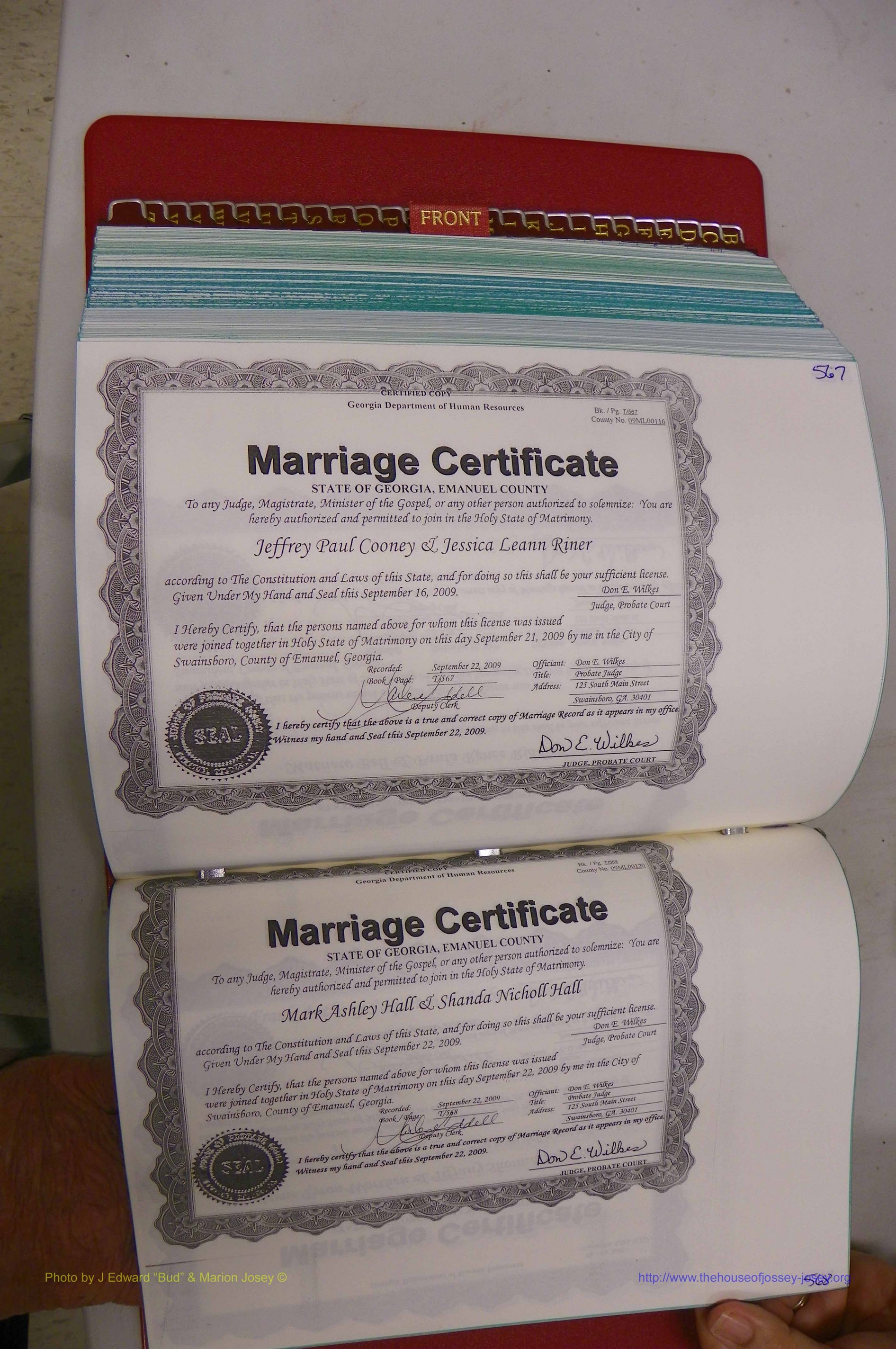 Emanuel Co, GA, Marriages Book T, 2006 - 2009, P 567-568.JPG