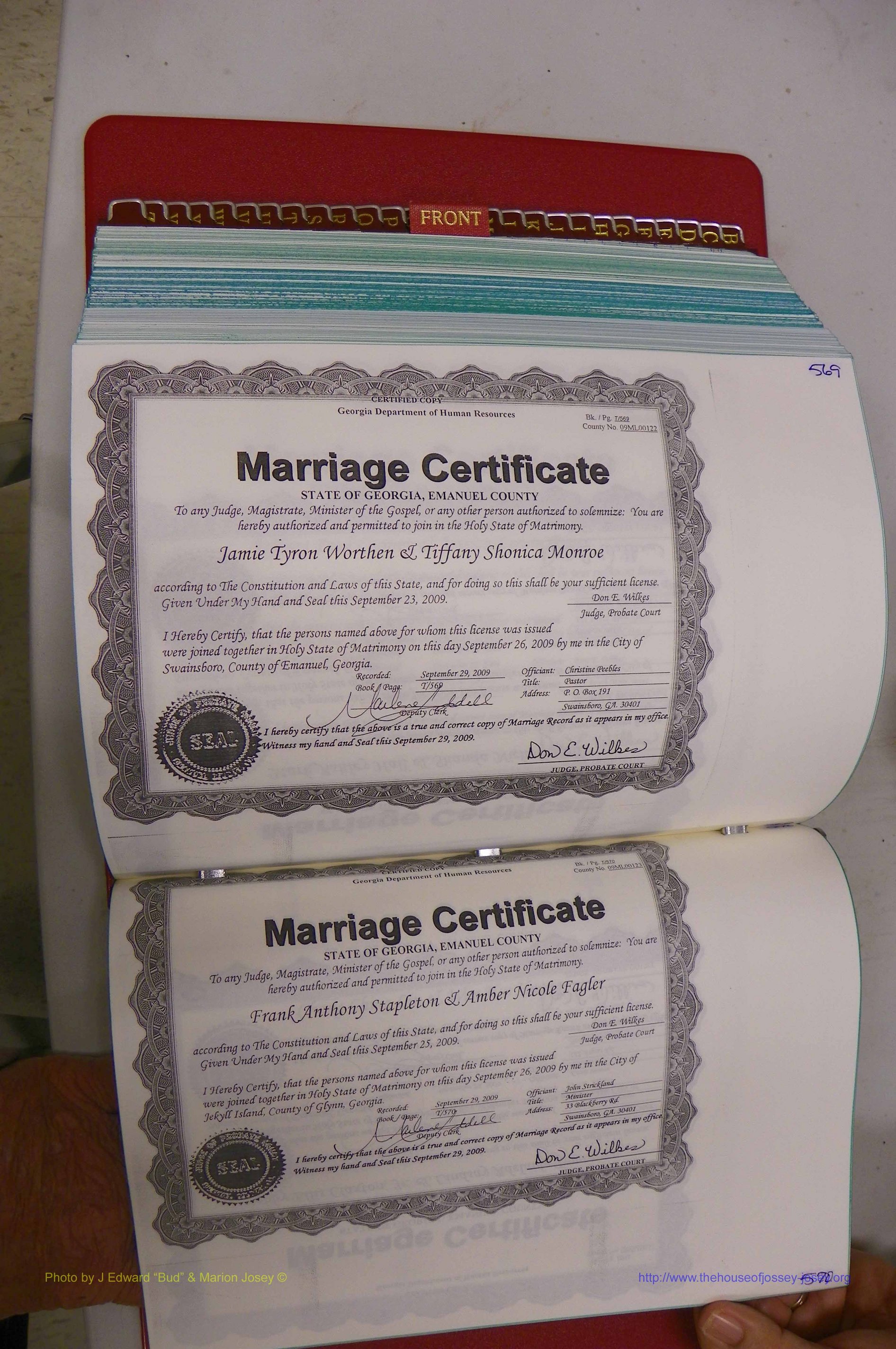 Emanuel Co, GA, Marriages Book T, 2006 - 2009, P 569-570.JPG