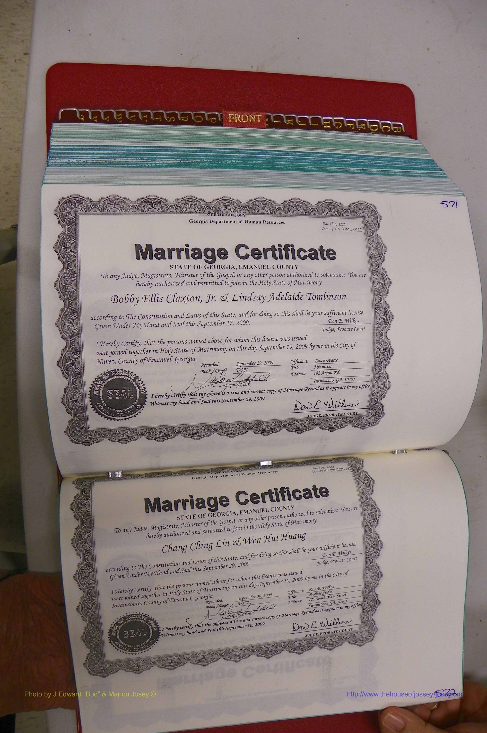 Emanuel Co, GA, Marriages Book T, 2006 - 2009, P 571-572.JPG