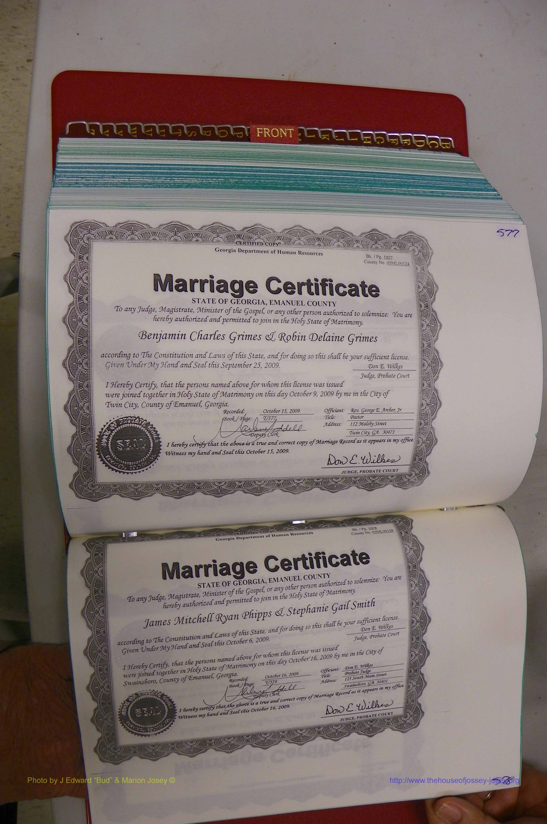 Emanuel Co, GA, Marriages Book T, 2006 - 2009, P 577-578.JPG