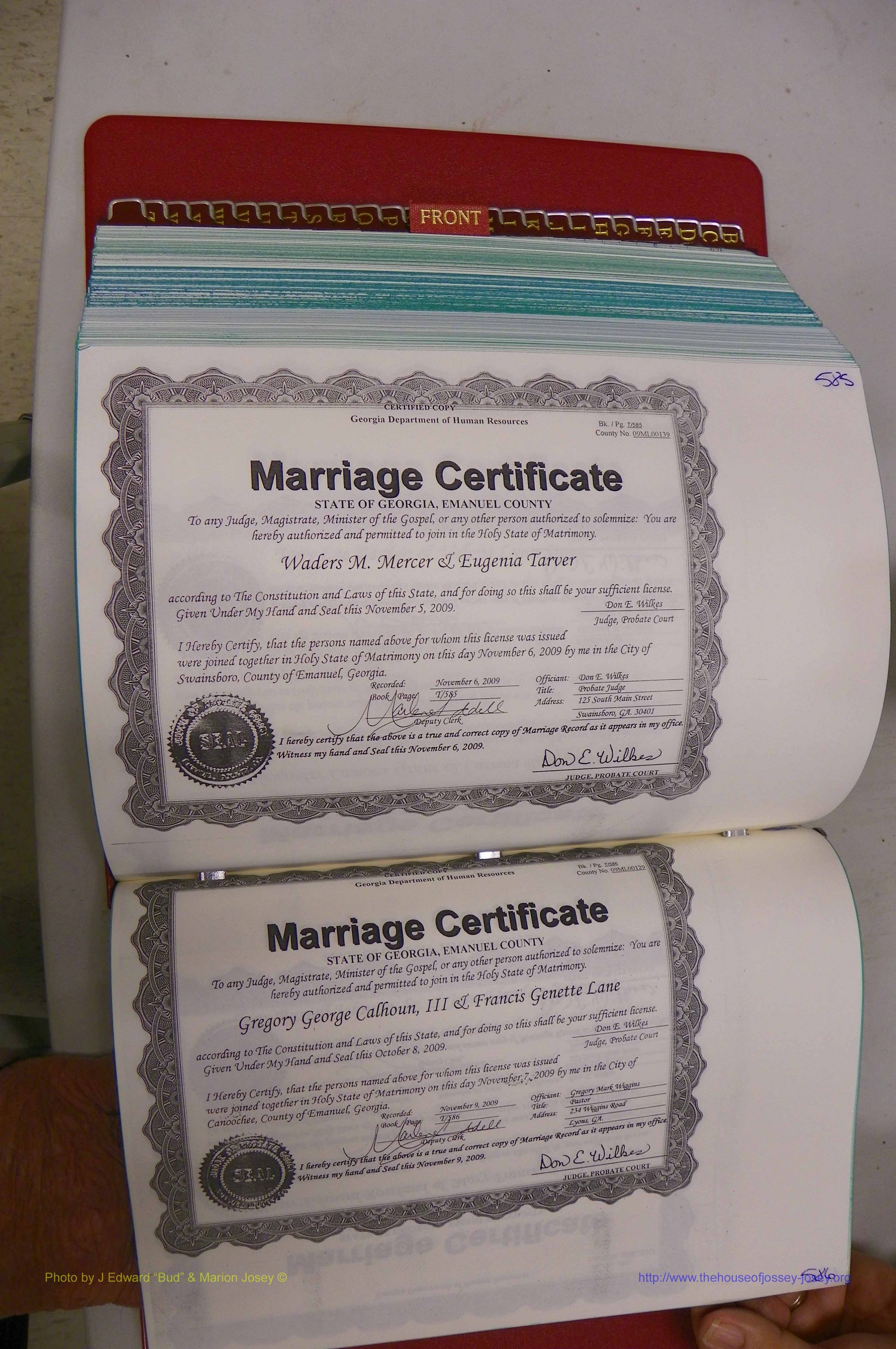 Emanuel Co, GA, Marriages Book T, 2006 - 2009, P 585-586.JPG