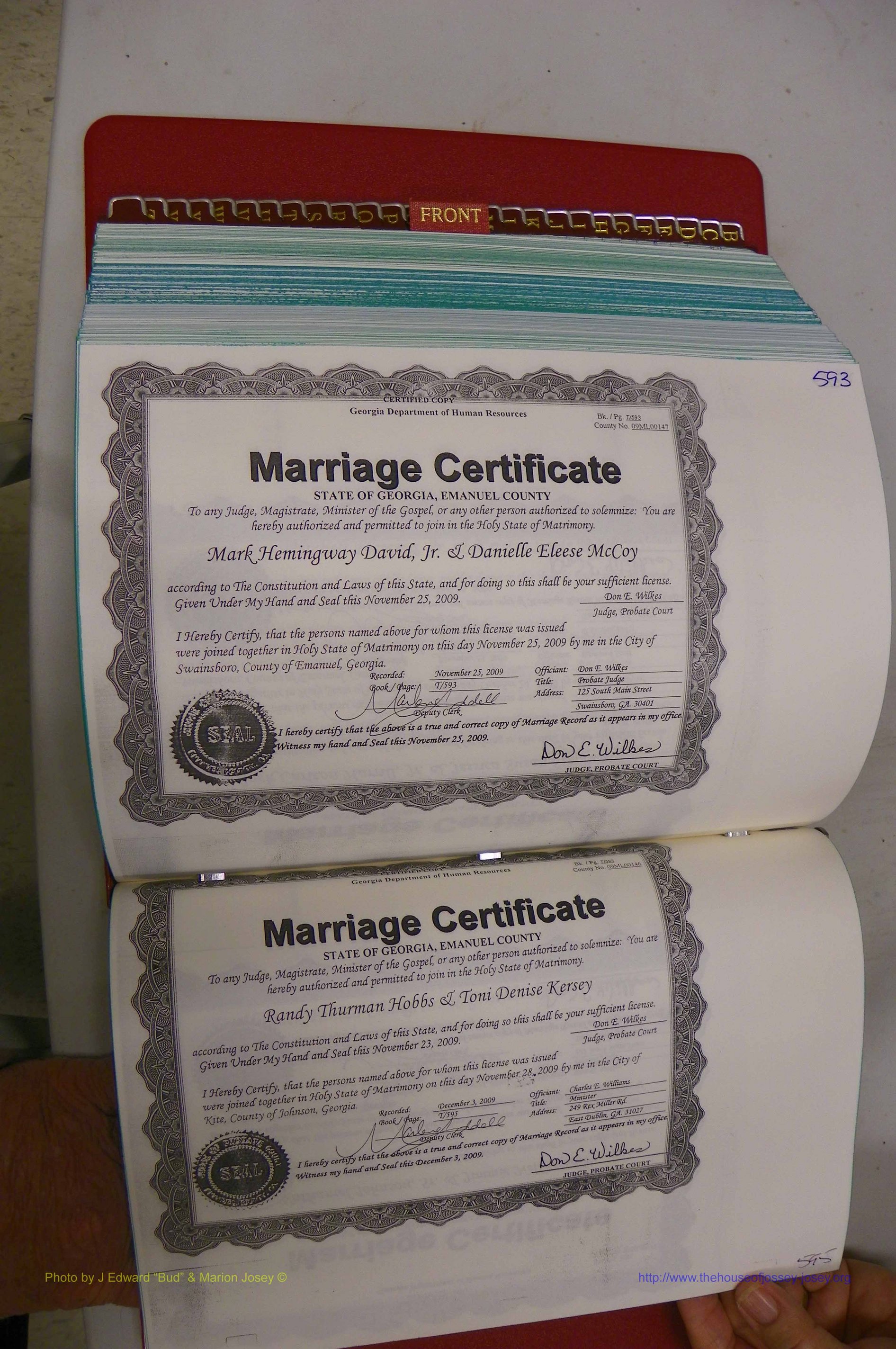 Emanuel Co, GA, Marriages Book T, 2006 - 2009, P 593-595.JPG